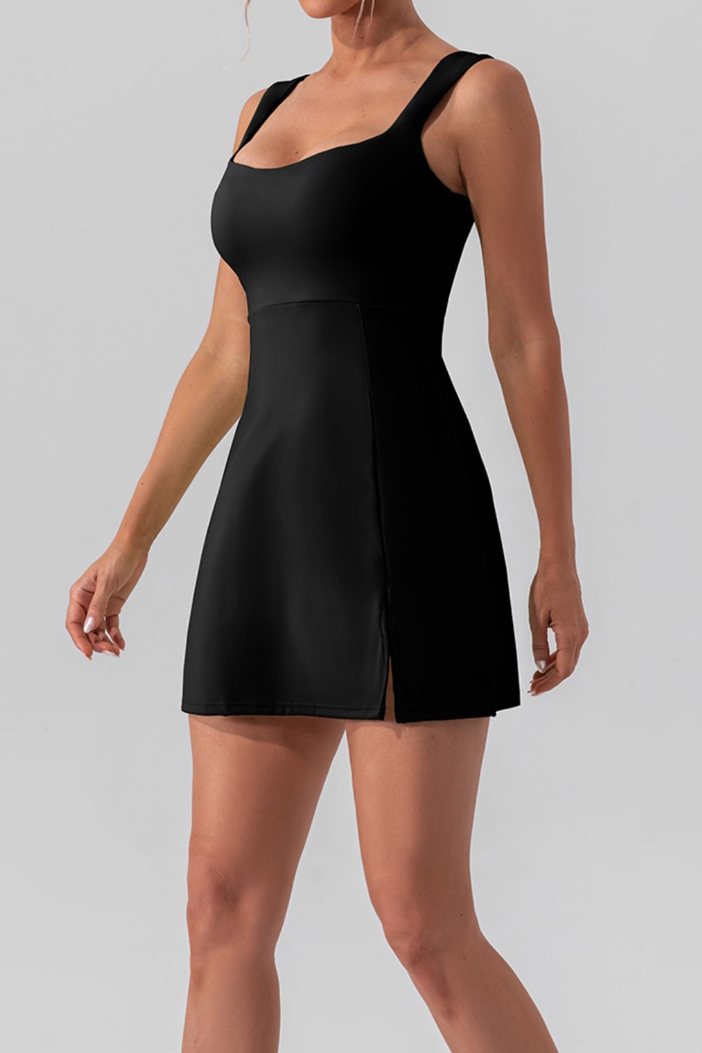 Square Neck Sleeveless Slit Pickleball Dress for Women - Athletic Tennis Dress with Side Slit for Comfort & Style - Perfect for Pickleball, Tennis & Summer Sports