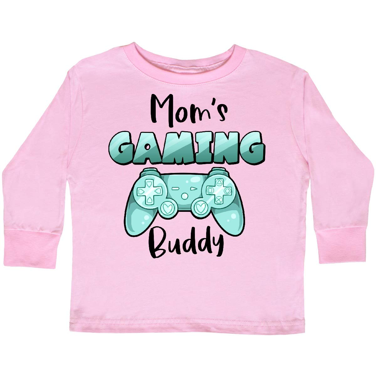Inktastic Mom's Gaming Buddy - Aqua Controller Toddler Long Sleeve T-Shirt | Cute Gamer Baby Outfit for Playtime & Family Photos