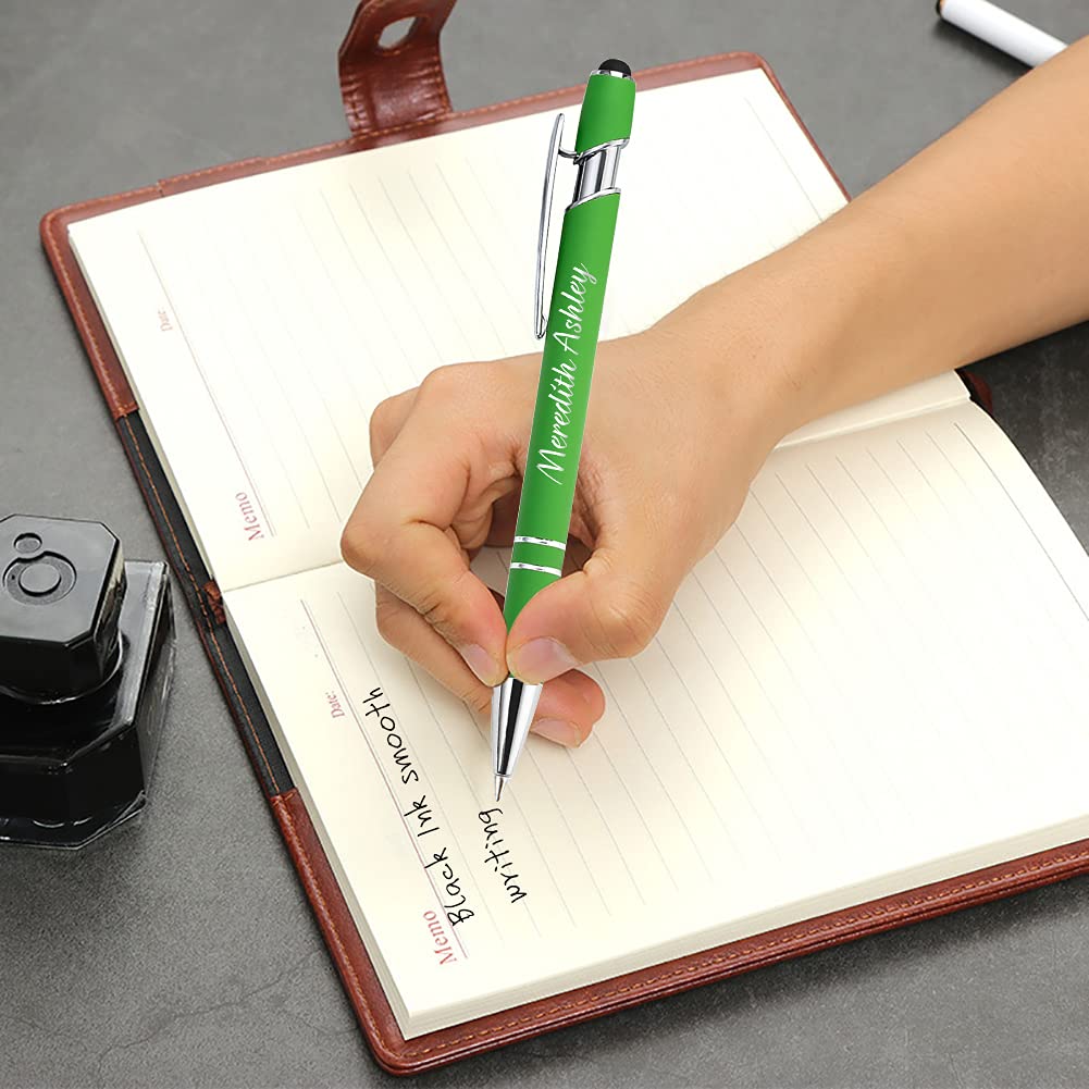 216 Bulk Personalized Pens with Stylus - Custom Engraved Metal Pens for Graduation, Birthday, Boss & Teacher Gifts - Soft Touch, Name/Logo/Message Engraving (Light Green) - Perfect for Office, School & Corporate Events