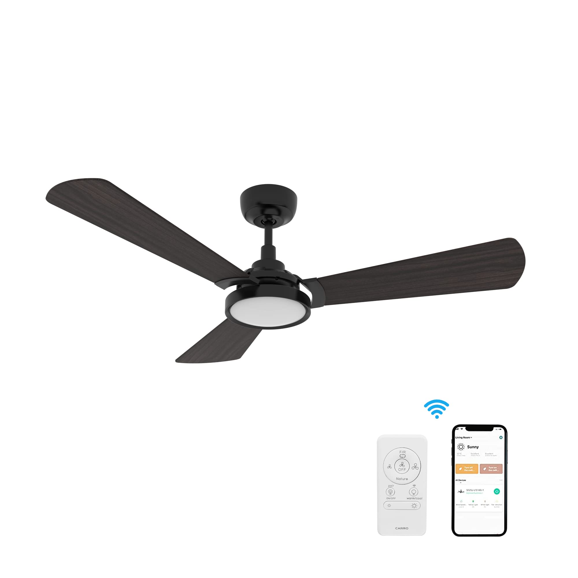 Smart WiFi Ceiling Fan with Dimmable LED Light & Remote Control - 56 Inch Outdoor DC Fan, 10 Speed Settings, Alexa/Google Home/Siri/APP Compatible, Timer & Scheduling Function (Dark Walnut) - Perfect for Living Room, Bedroom, Patio & Outdoor Spaces