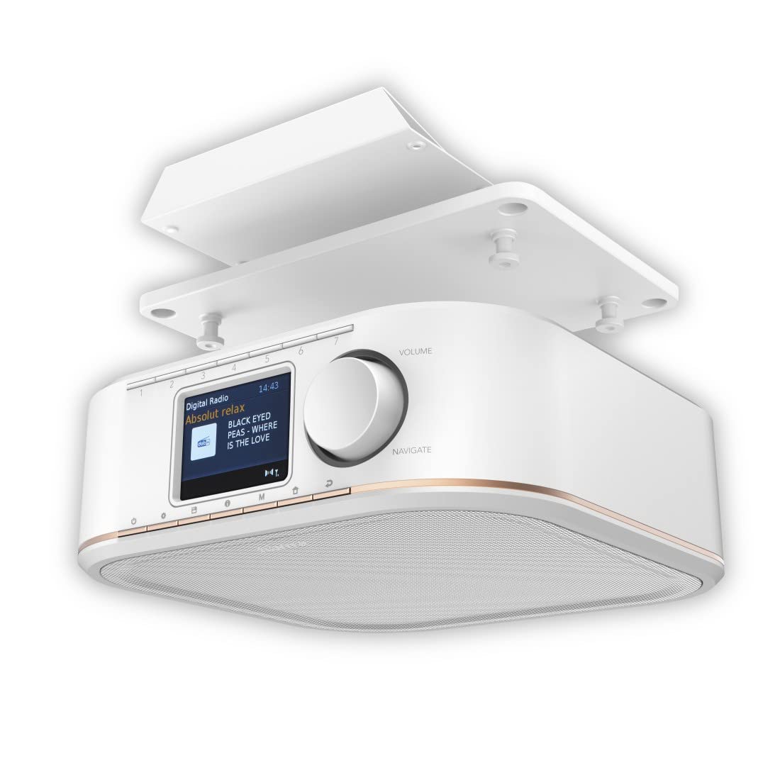 Hama DR350 Digital Radio with FM/DAB/DAB+ Reception - Under Counter Kitchen Radio with Color Display, Alarm Function & AC Power - White | Perfect for Kitchen, Bedroom, Office or Garage Use