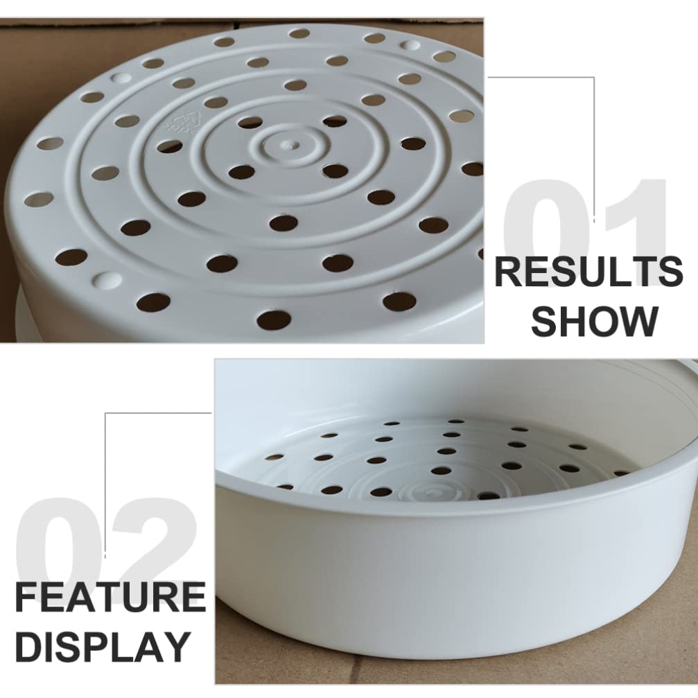 Hemoton 2-Piece Plastic Steamer Basket Set - Multipurpose Kitchen Steamer Rack for Rice Cooker, Pot, Baking & Food Steaming | Durable White Steam Rack for Healthy Cooking, Meal Prep & Home Kitchen Use