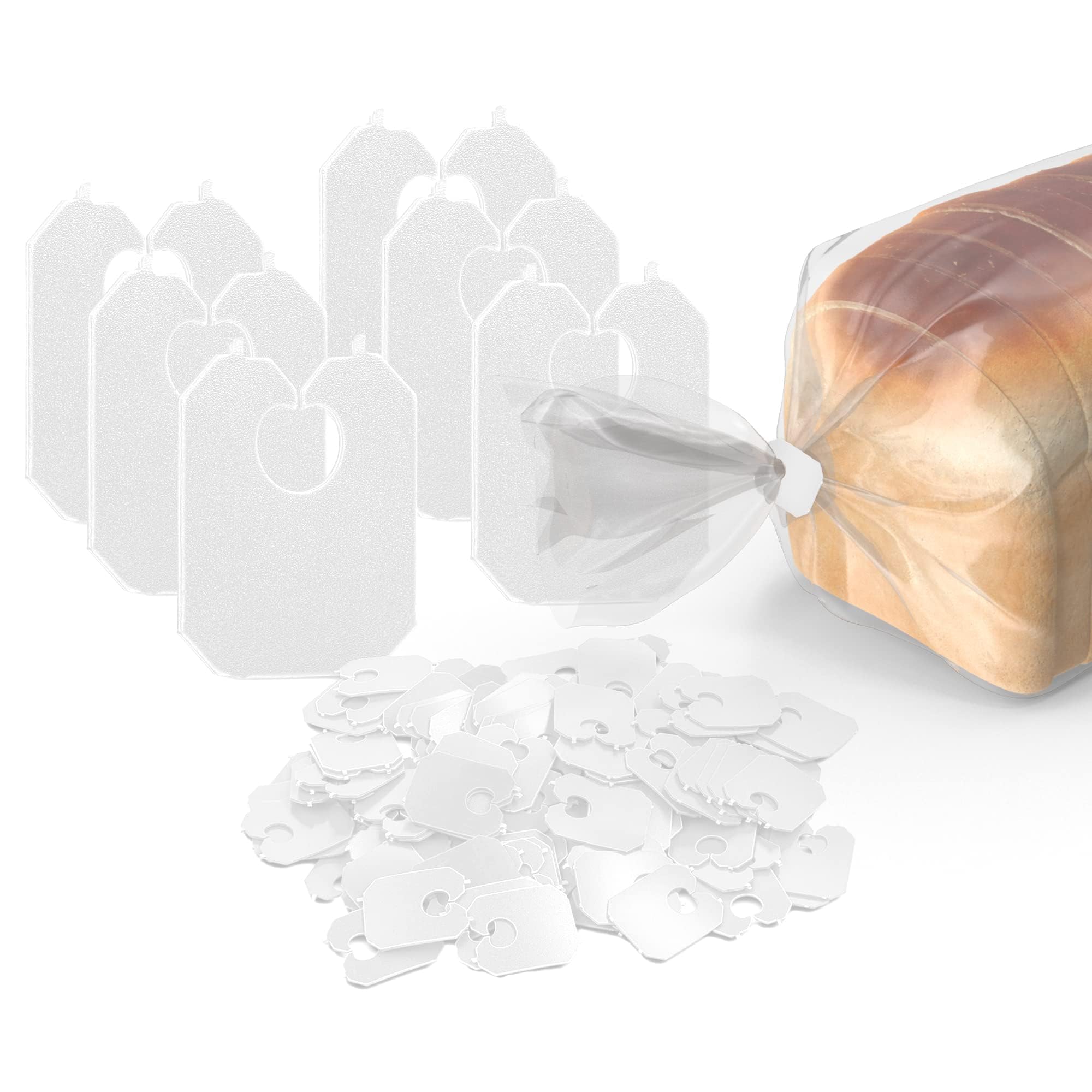 MT Products White Plastic Bread Clips 7/8