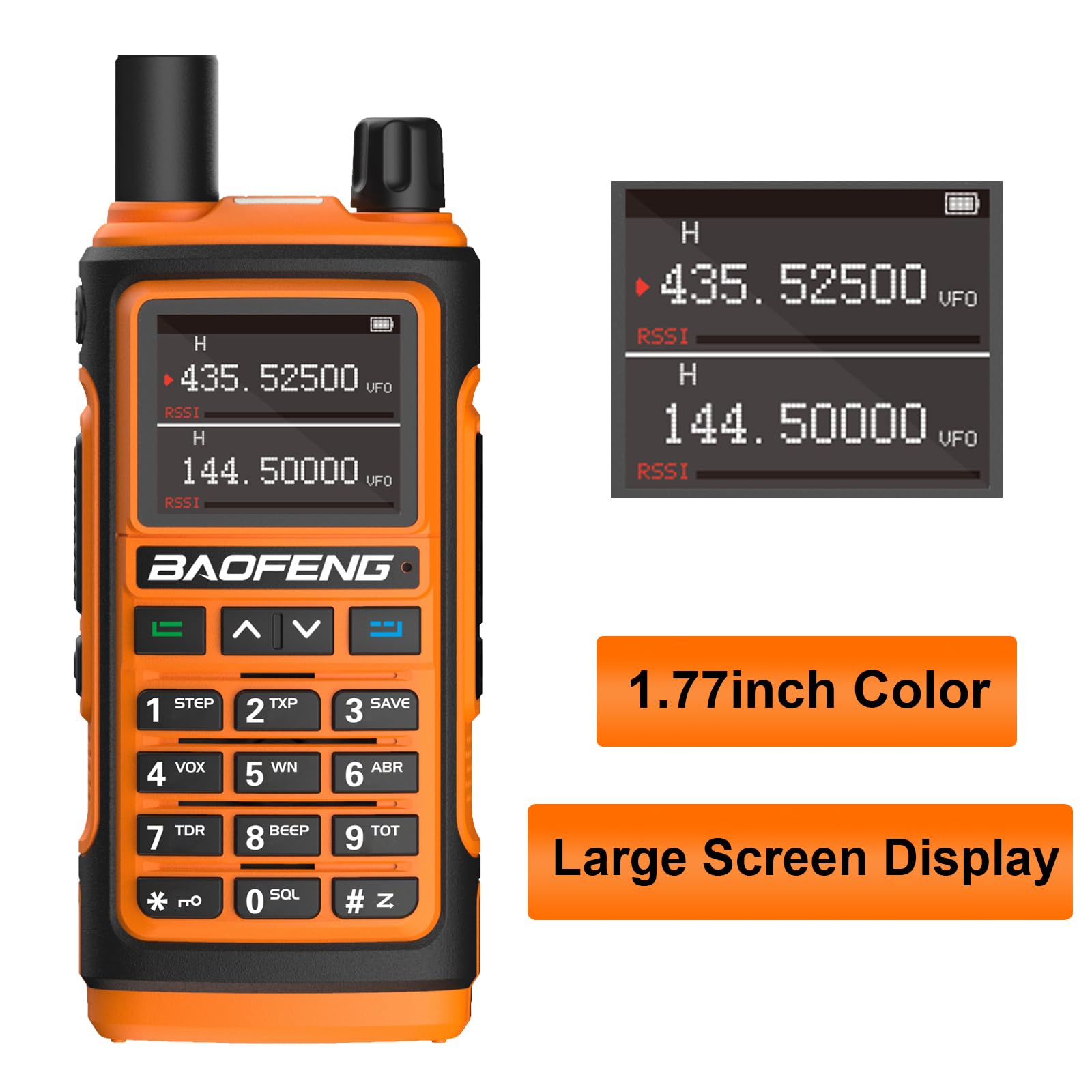 BAOFENG UV-17M 5W Ham Radio Handheld Two Way Radio - Long Range Communication with USB-C Charging, 999 Channels, NOAA Weather Alert & VOX Function (Orange) - Perfect for Outdoor Adventures, Emergency Preparedness & Hiking Safety
