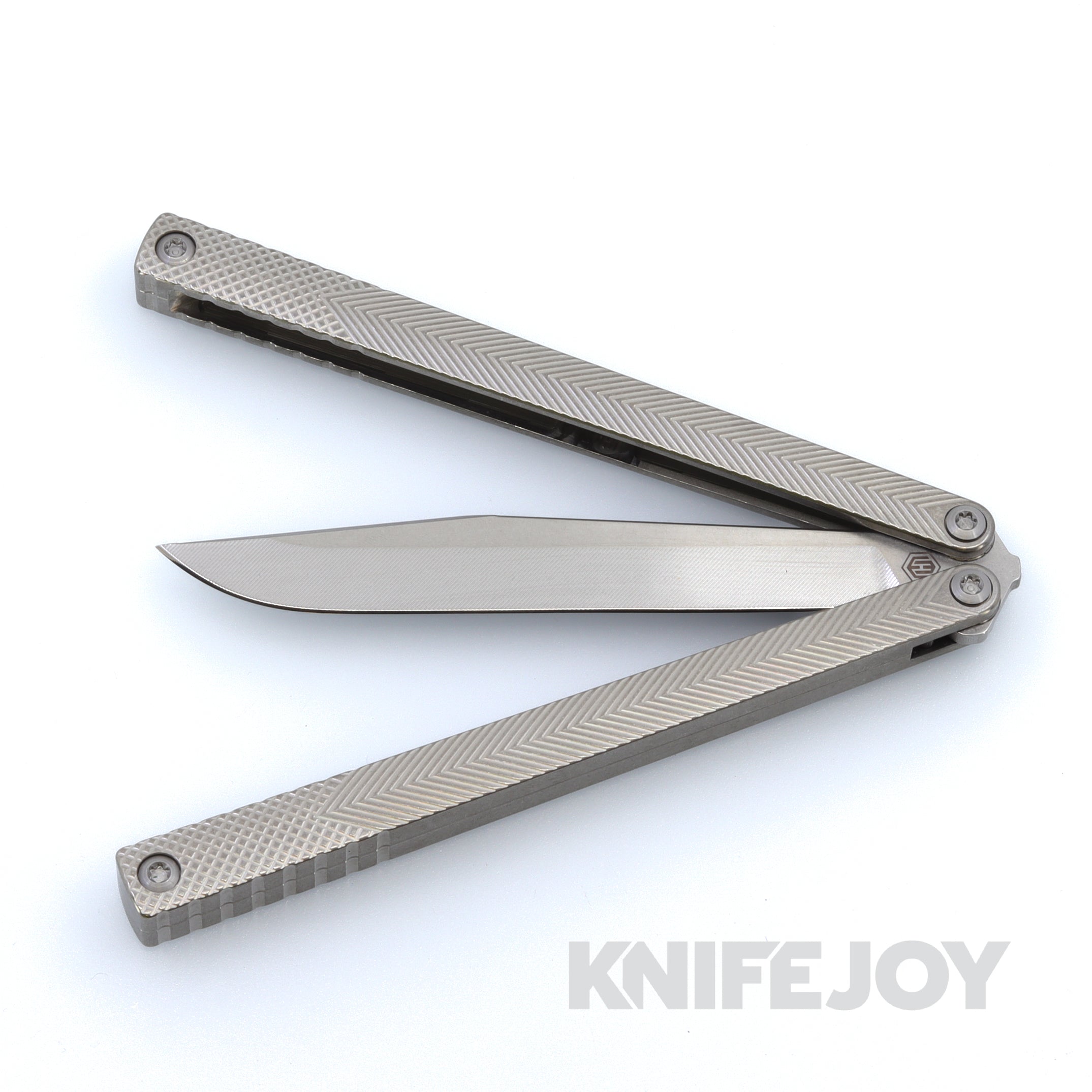 MachineWise Serif Balisong Butterfly Knife - S35VN Stainless Steel Blade with Textured Grade 5 Titanium Handles - EDC, Collection & Flipping Practice