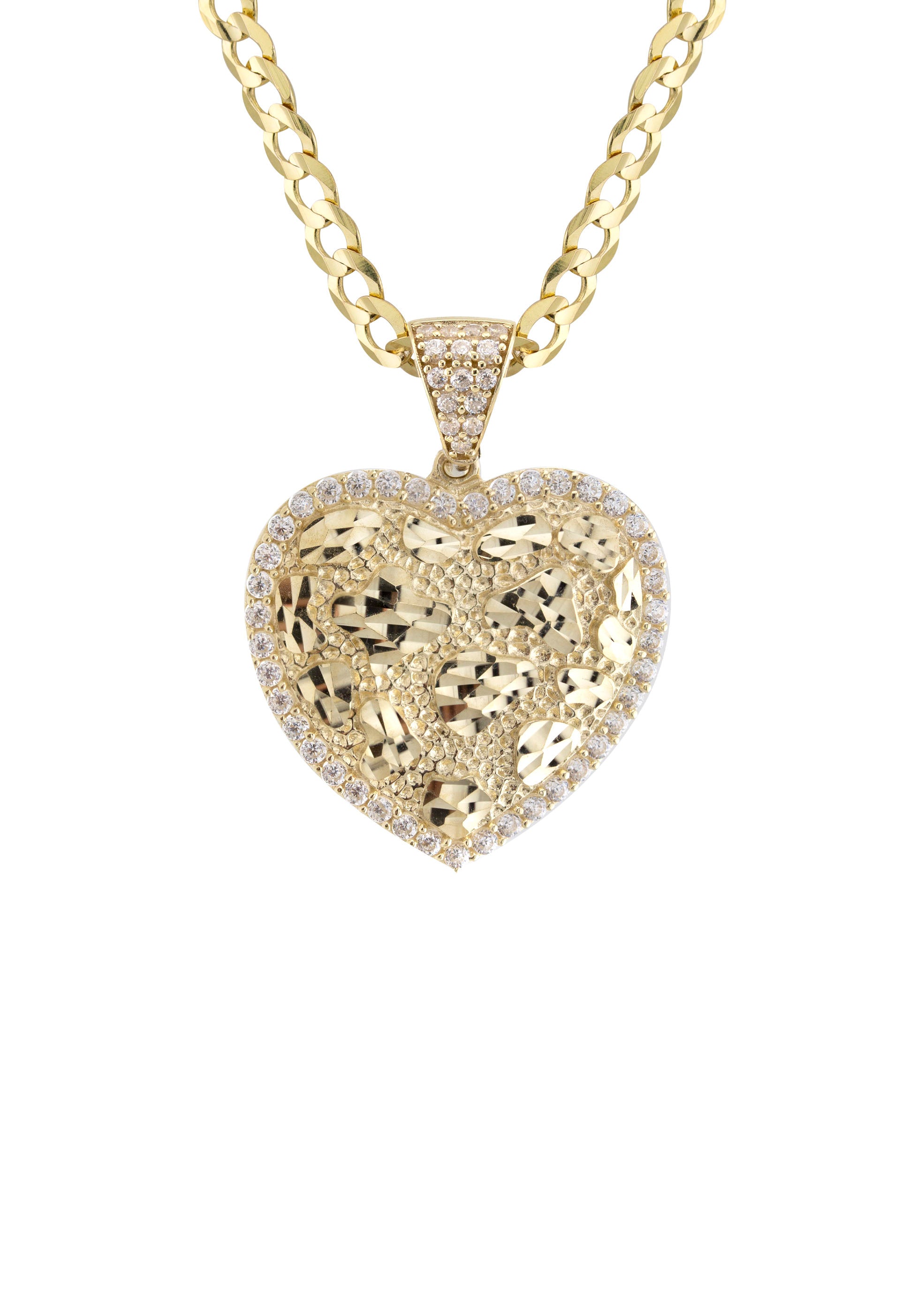 10K Yellow Gold Heart Nugget Necklace for Women - 3.5 Inch Dainty Pendant Chain (10.5g) - Perfect for Valentine's Day Gifts, Anniversary & Romantic Occasions