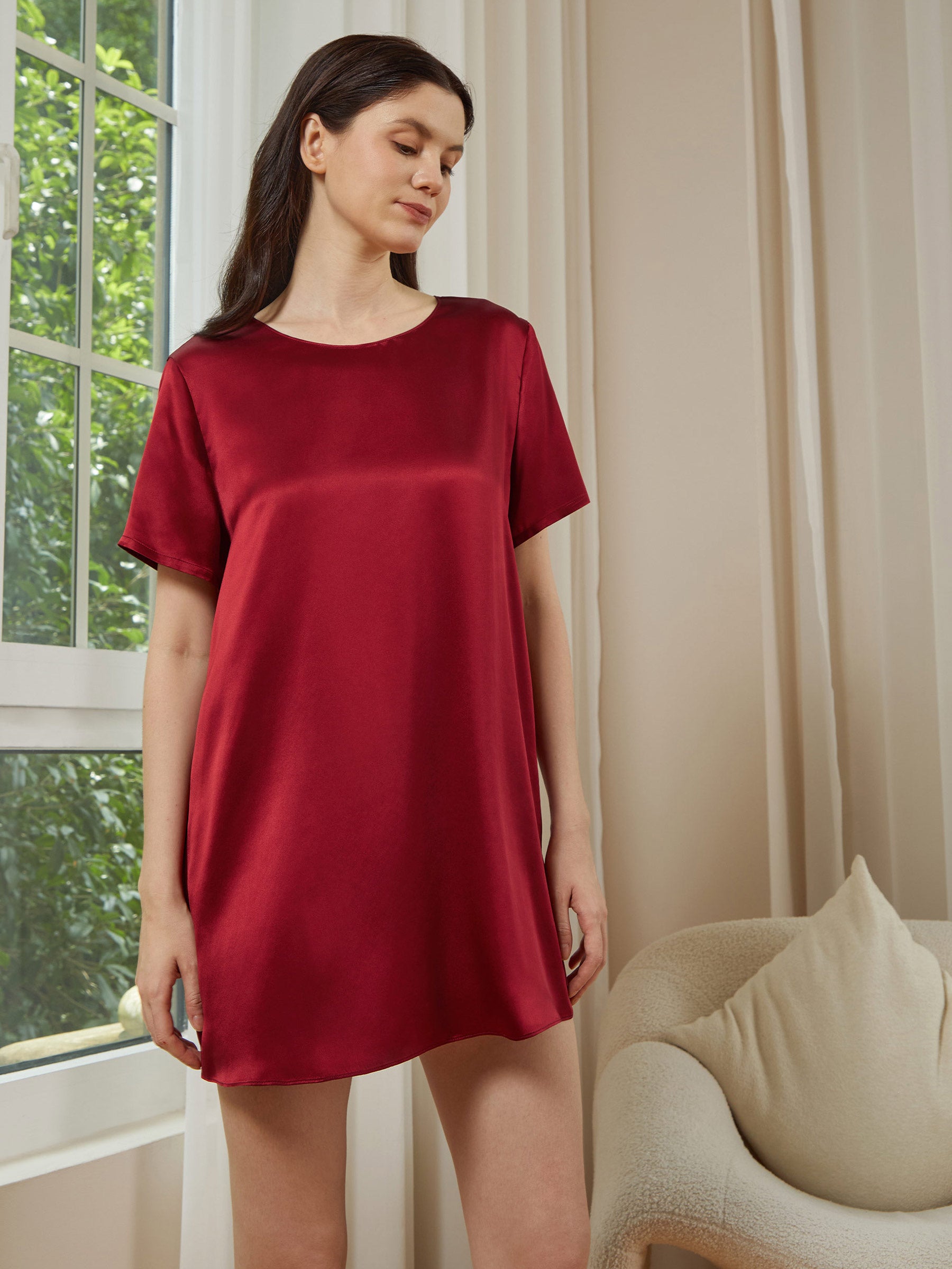 Silk Pullover Sleepshirt for Women - Soft & Comfortable Nightwear for Relaxing at Home or Sleeping
