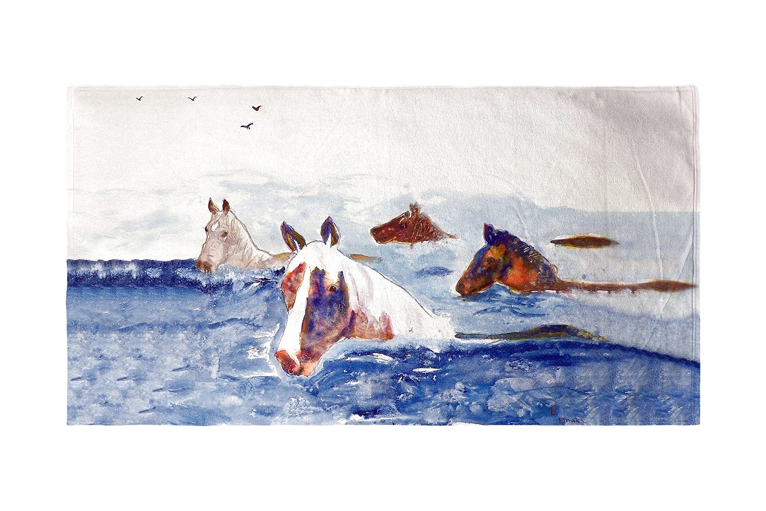 Betsy Drake Chincoteague Ponies Beach Towel - Soft & Absorbent Large Towel for Beach, Pool, and Outdoor Adventures - Perfect for Summer Vacations, Picnics, and Coastal Getaways