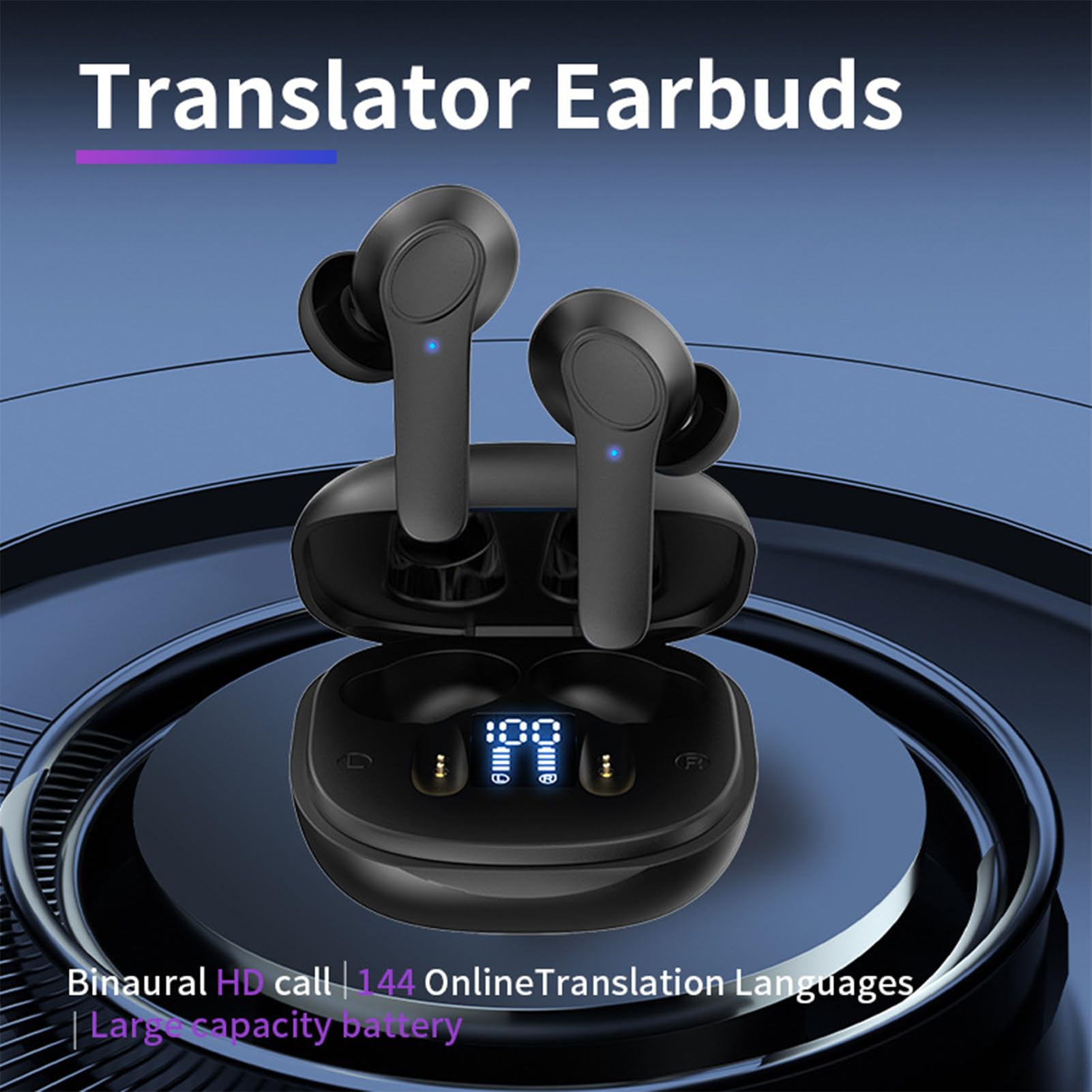 Caorchareb Real-Time Translation Earbuds - 2-Way Language Translator for 144 Languages & Accents | Break Language Barriers | Perfect for Travel, Business Meetings & International Communication (Black)