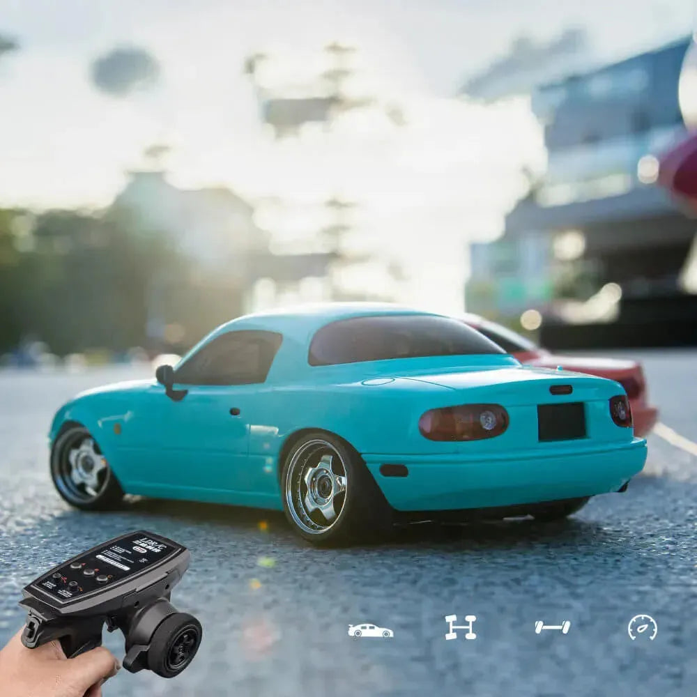 LDRC 1804 1/18 Scale RC Drift Car RTR with Gyro - Mazda MX-5 2.4G RWD Alloy Body & LED Lights | Ready-to-Race Remote Control Car for Adults & Teens | Perfect for Indoor/Outdoor Drifting, Racing & Car Shows (US Only)