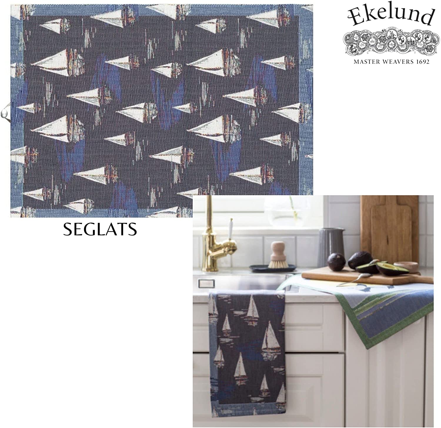 Ekelund Weavers Seglats Organic Cotton Towel 35 x 50 cm - Soft & Absorbent Bath & Kitchen Towel for Spa, Beach & Home Use