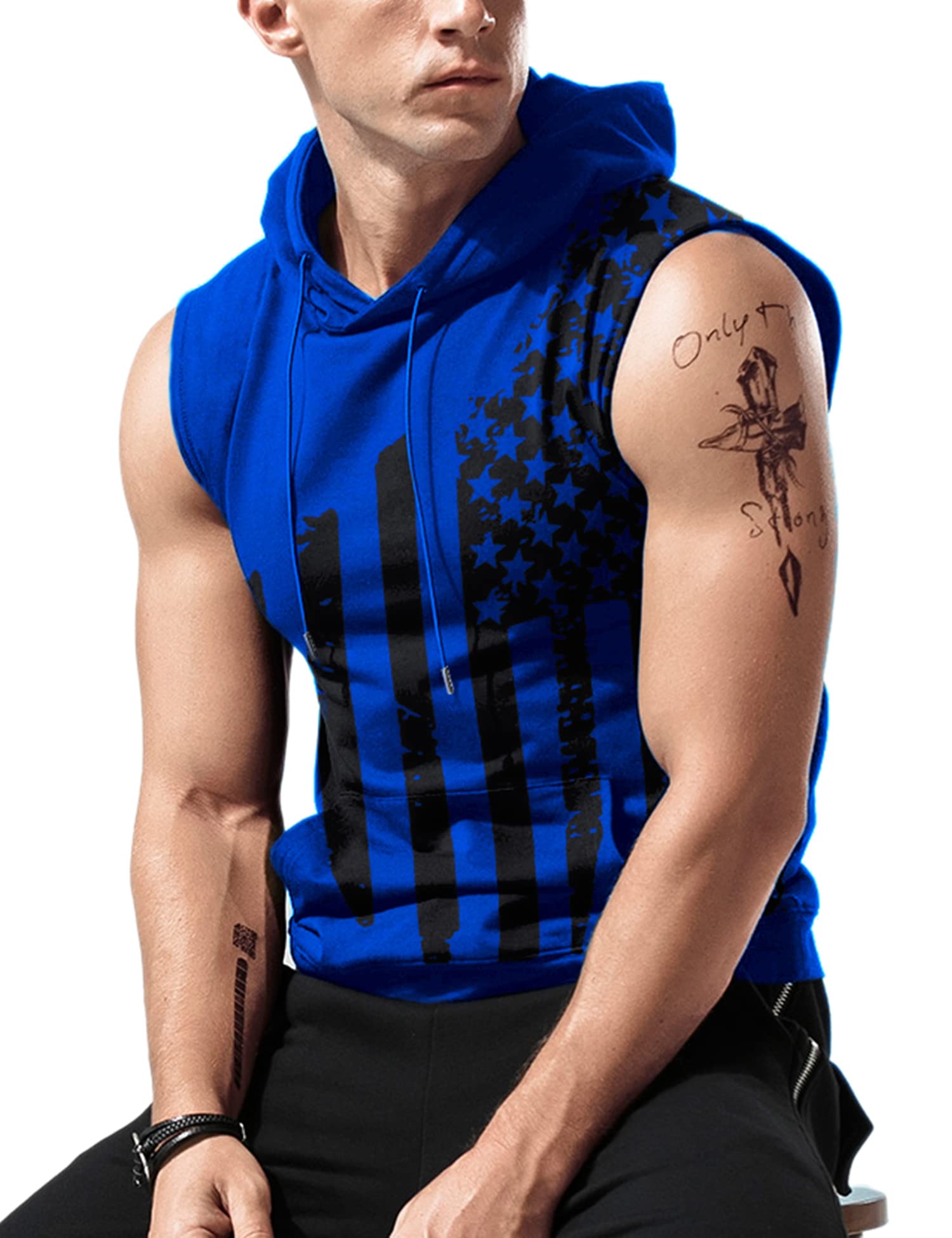 Babioboa Men's Workout Hooded Tank Top - Sleeveless Gym Hoodie for Bodybuilding & Muscle Training - Breathable Athletic Shirt for Running, Weightlifting & Fitness