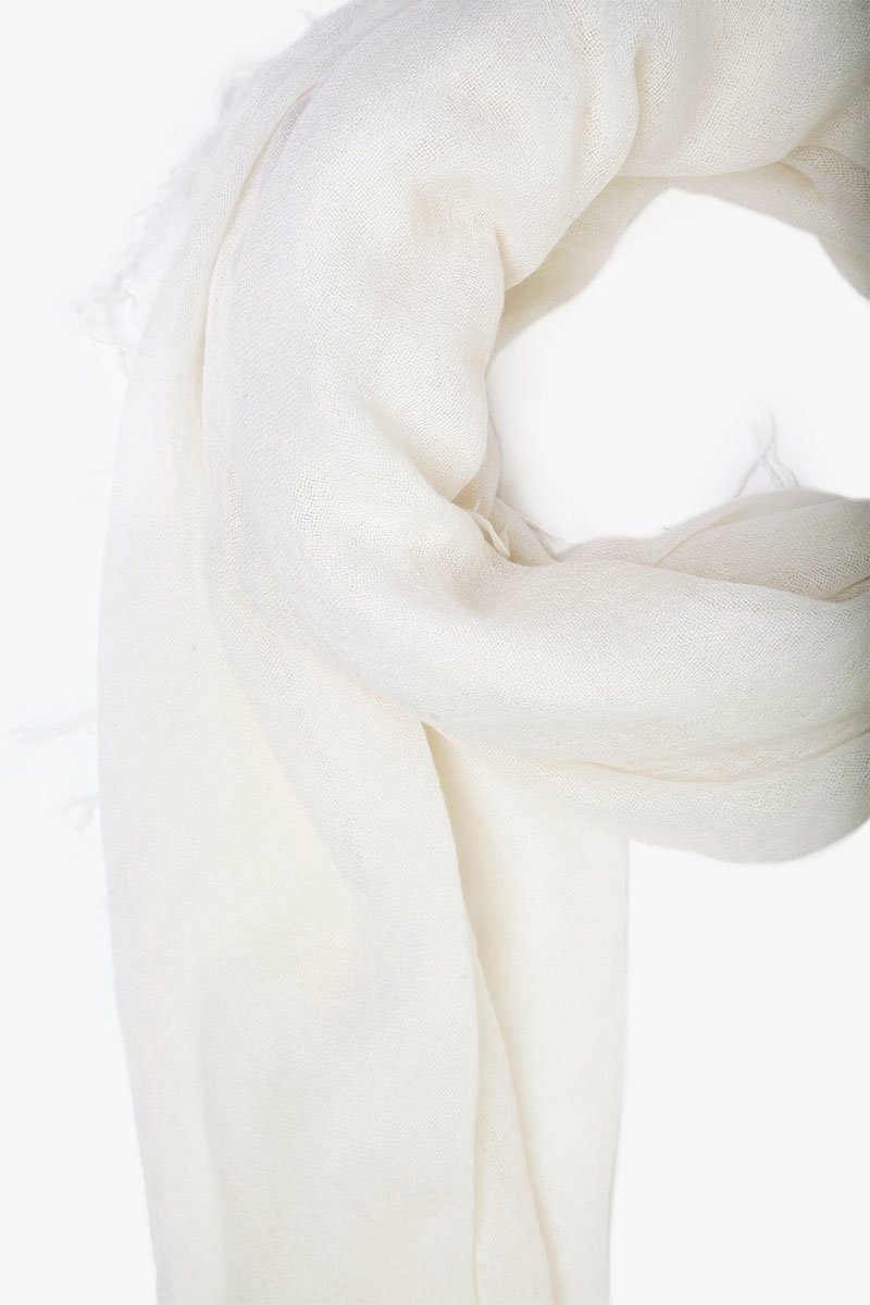 Luxury Cashmere and Silk Scarf - Soft Eggshell Color Wrap for Women - Perfect for Winter Fashion, Office Wear & Gift Giving