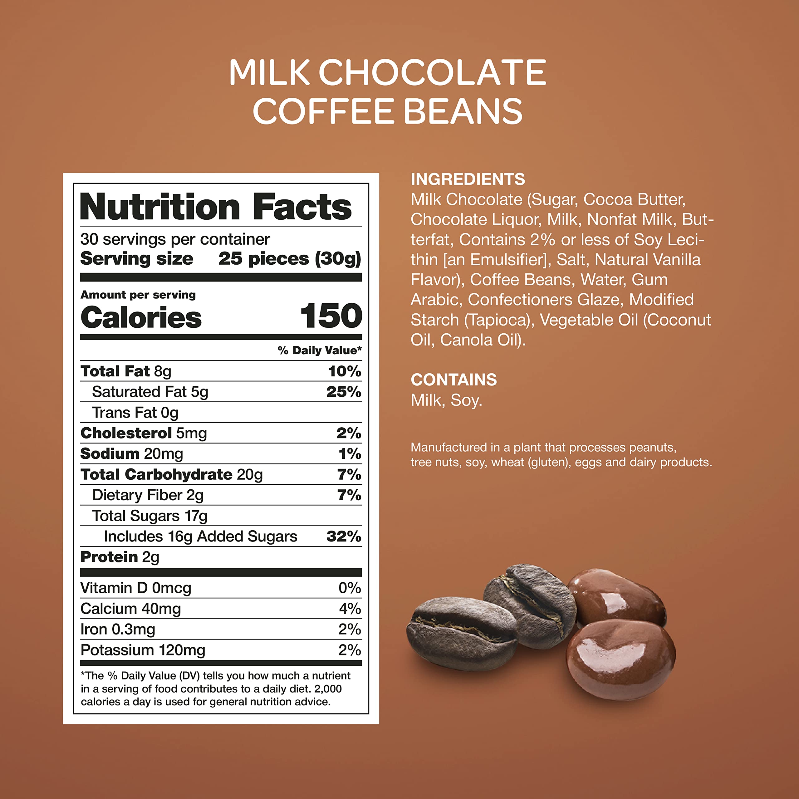 Premium Milk Chocolate Covered Espresso Coffee Beans - Gourmet Candy Snack (2 LB Bulk Pack) - Perfect for Office Treats, Gift Baskets & Coffee Lovers