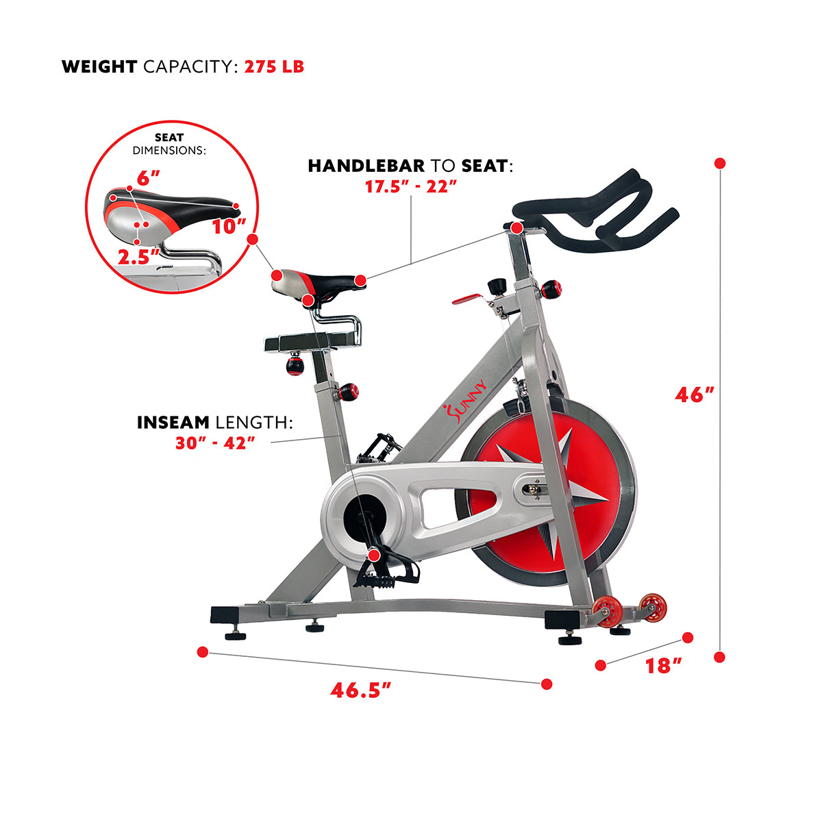 40 lb Flywheel Chain Drive Pro Indoor Cycling Exercise Bike - Heavy Duty Home Gym Equipment for Cardio & Endurance Training