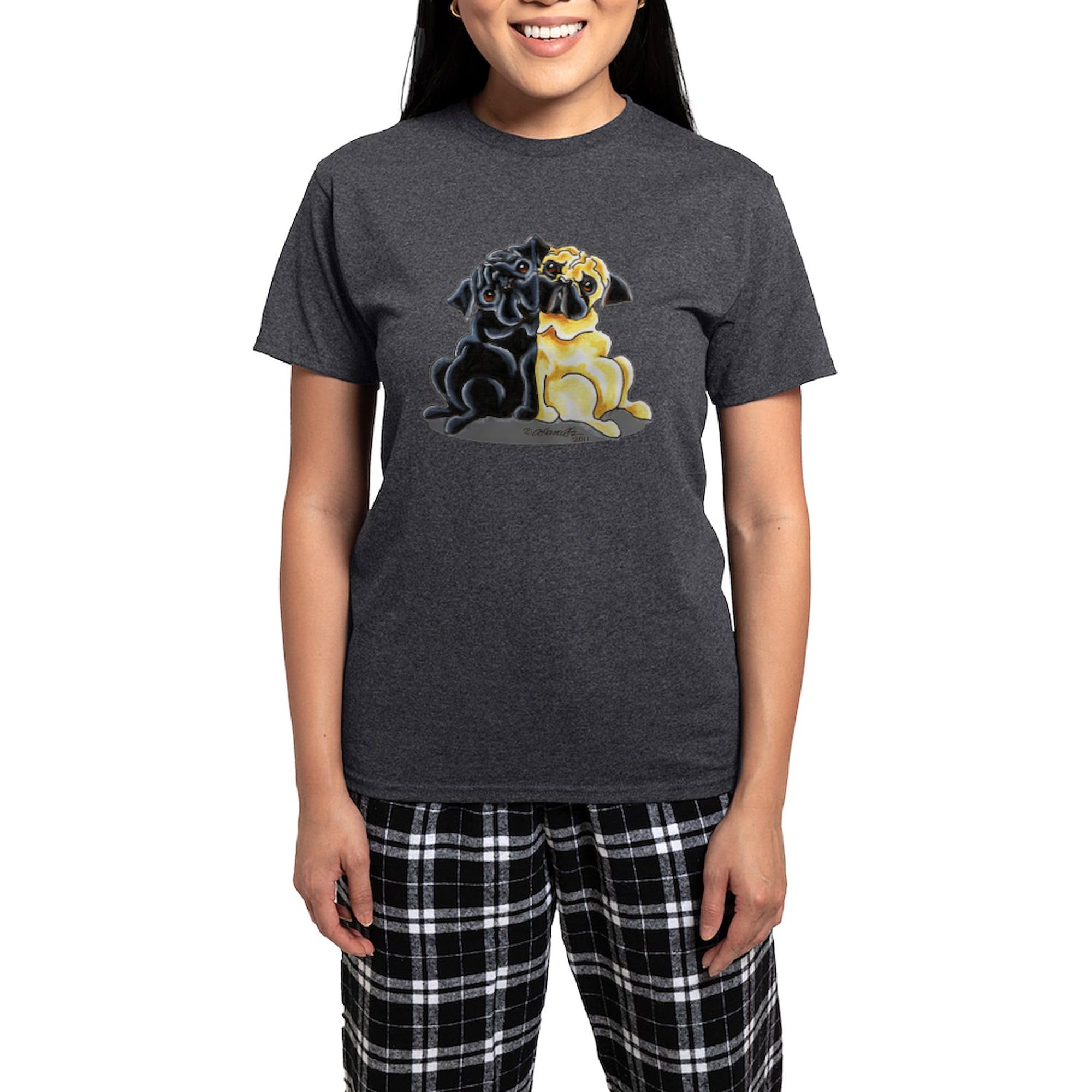 Black Fawn Pug Women's Charcoal Pajama Set - Cute Dog Print Sleepwear for Women | Cozy Lounge & Sleepwear for Dog Lovers
