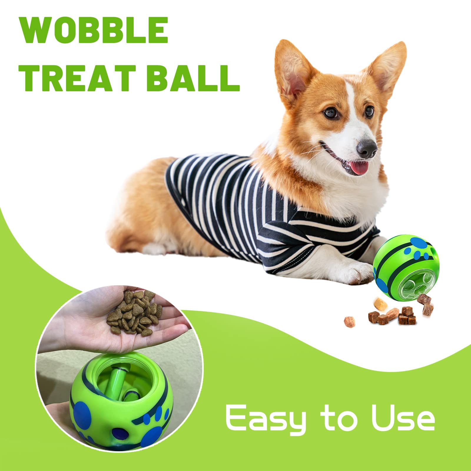 Interactive Wobble Dog Treat Ball - Puzzle Toy with Treat Dispenser & Squeaker for Small to Medium Dogs - Perfect for Indoor Play, Training Rewards, and Mental Stimulation