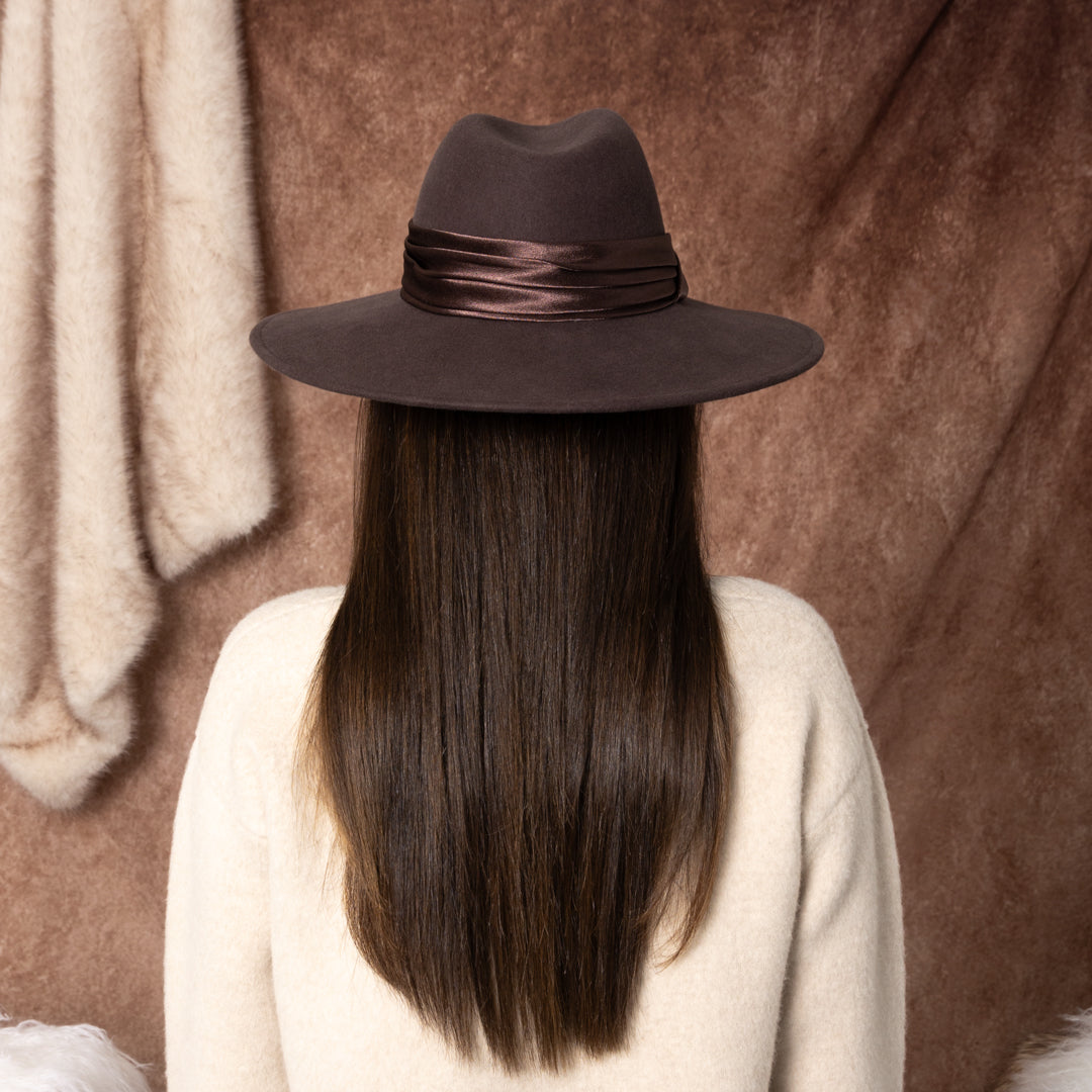 Stylish Emmanuelle Wool Felt Fedora Hat for Women - Classic Wide Brim Winter Fashion Hat - Perfect for Outdoor Activities, Travel & Casual Wear