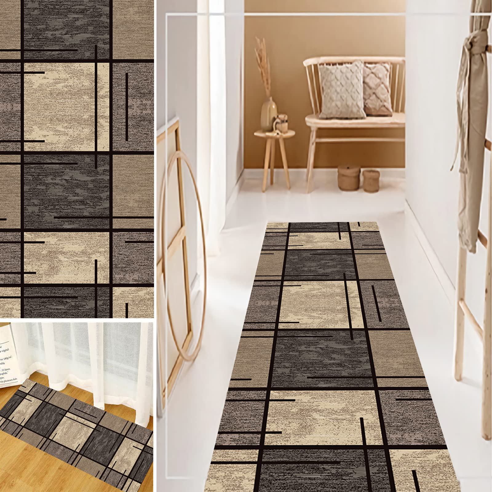 Non-Slip Modern Hallway Runner Rug 3'x14'8
