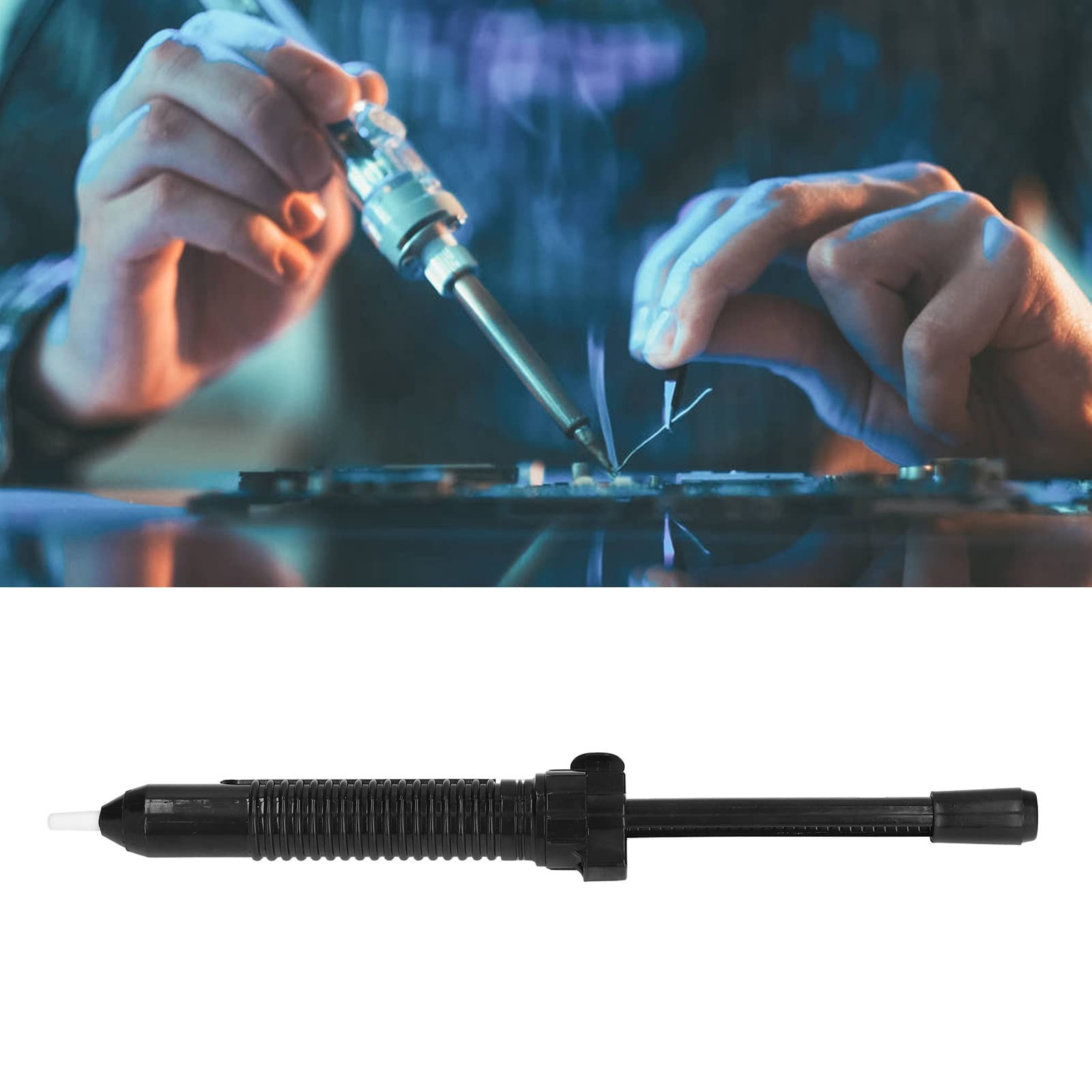 Desoldering Pump - ABS Black Handheld Vacuum Solder Sucker Tool with Non-Slip Grip | Easy Operation for Electronics Repair & PCB Maintenance | Perfect for DIY Projects & Professional Use