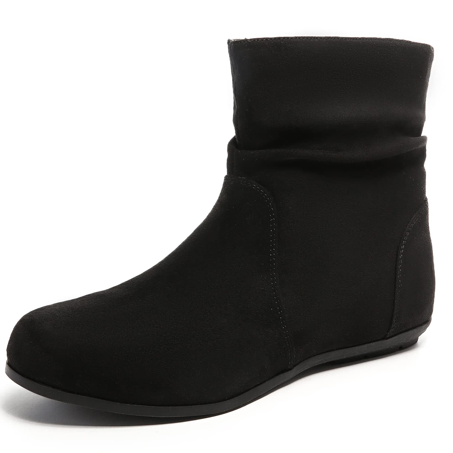 Luoika Women's Wide Width Ankle Boots - Black & Brown Low Heel Side Zipper Booties for Comfort & Style | Perfect for Work, Casual Outfits & Fall/Winter Fashion