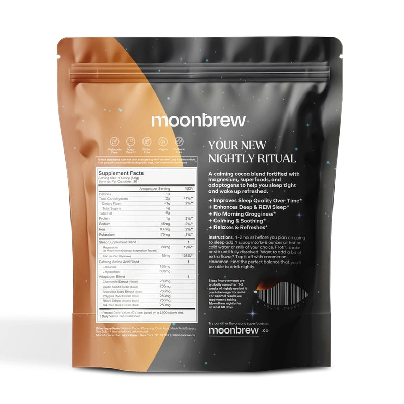 Moonbrew Night Time Tea with Cocoa Blend - Relaxing Herbal Tea for Sleep & Stress Relief - Perfect for Evening Relaxation & Bedtime Rituals