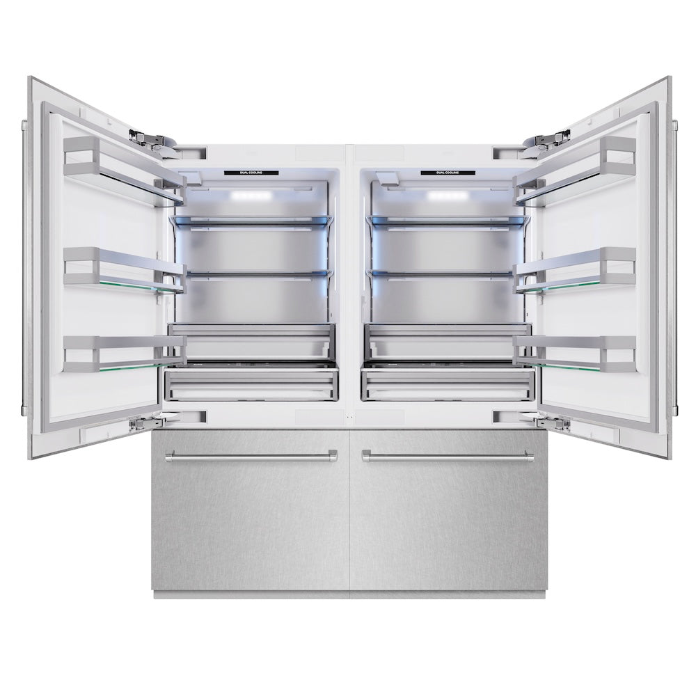 ZLINE 72-Inch 39.6 cu.ft French Door Built-In Bottom Freezer Refrigerator with Water Dispenser & Ice Maker - Satin Stainless Steel (RBIT SN 72) | Perfect for Modern Kitchens & Open-Concept Homes
