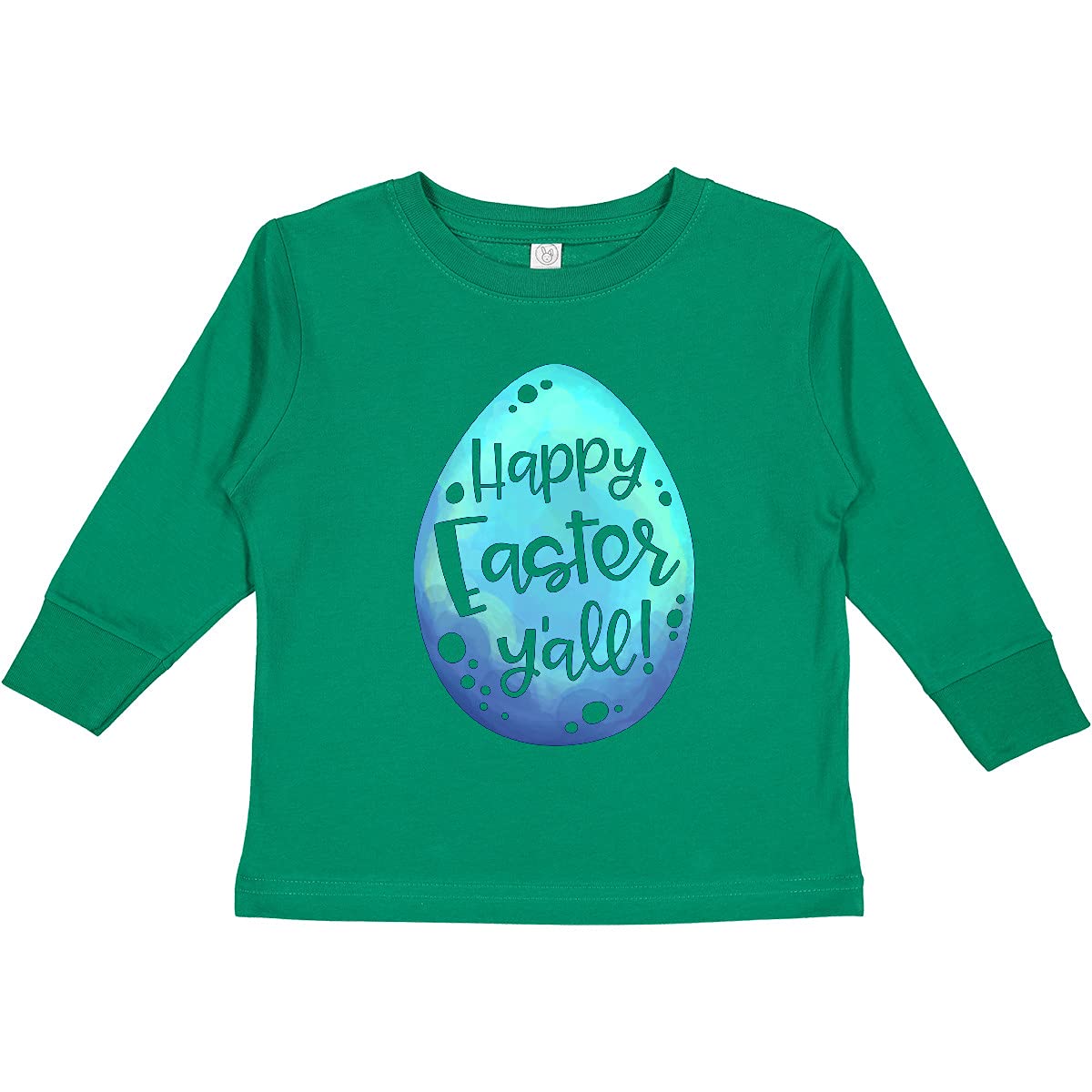 Inktastic Happy Easter Y'all Blue Easter Egg Toddler Long Sleeve T-Shirt - Cute Easter Outfit for Boys & Girls, Spring Holiday Family Matching