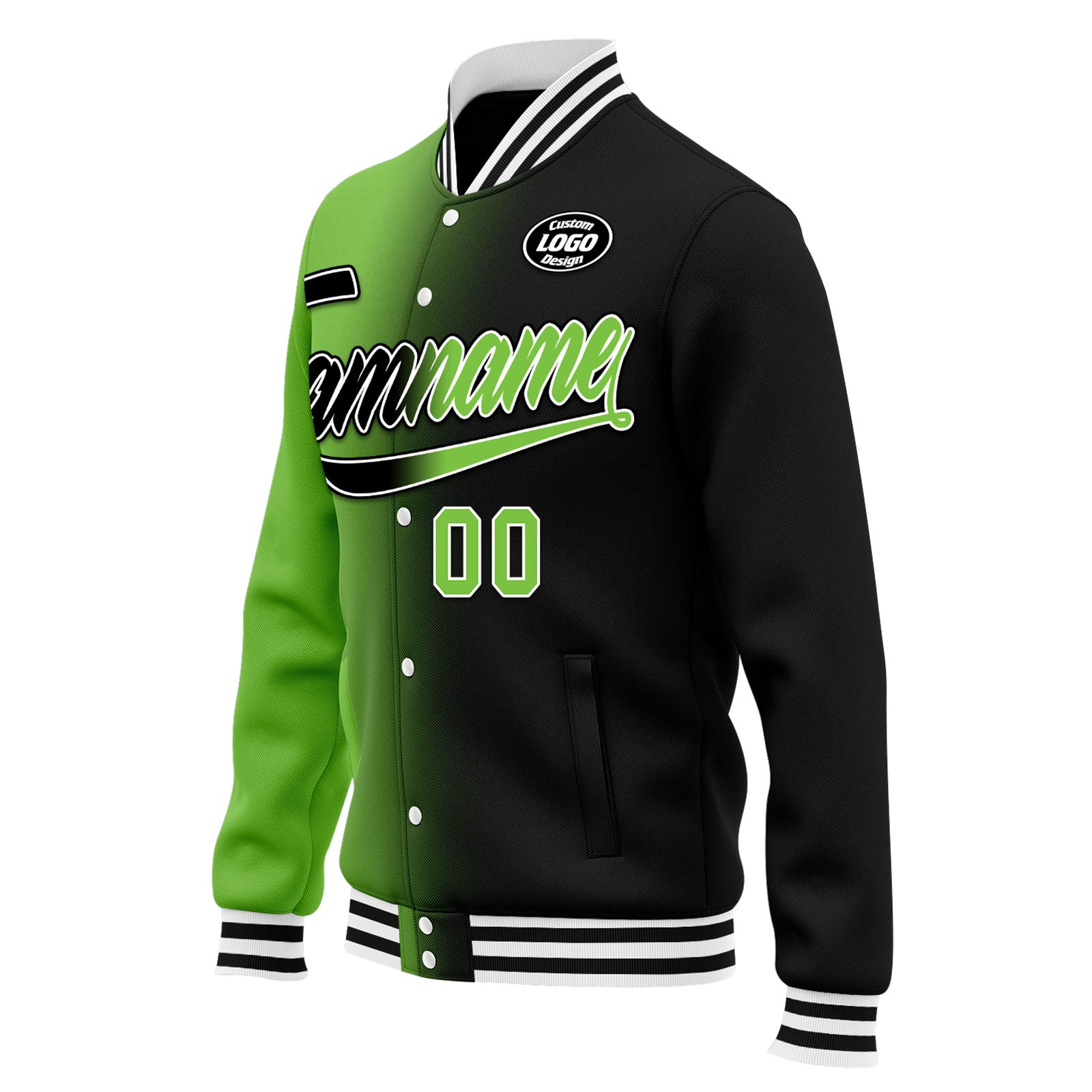 Custom Gradient Personalized Bomber Jacket - Fashion Varsity Letterman Jacket with Full Snap Closure (FZ005 D028016) - Perfect for Casual Wear, Street Style & Gift Giving