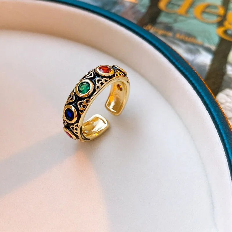 Evil Eye Bohemian Enamel Thumb Ring for Women | Turkish Nazar Boncuk Protection Jewelry | Handmade Silver Plated Statement Ring for Good Luck, Spiritual Protection & Fashion Accessories | Perfect for Boho Chic, Festival & Everyday Wear