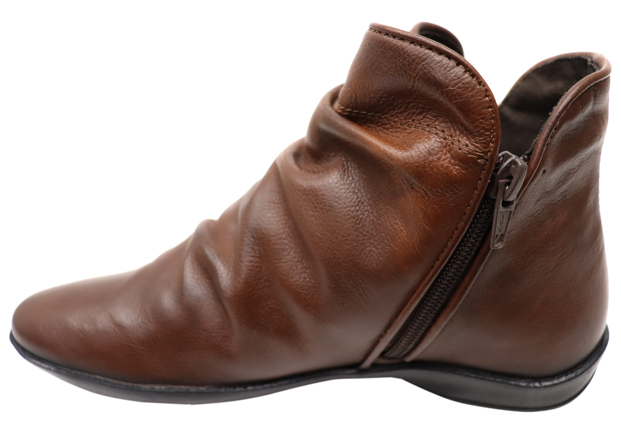 Perlatto Linda Women's Comfortable Leather Ankle Boots - Brazilian Made Leather Booties for Walking, Work & Casual Outfits