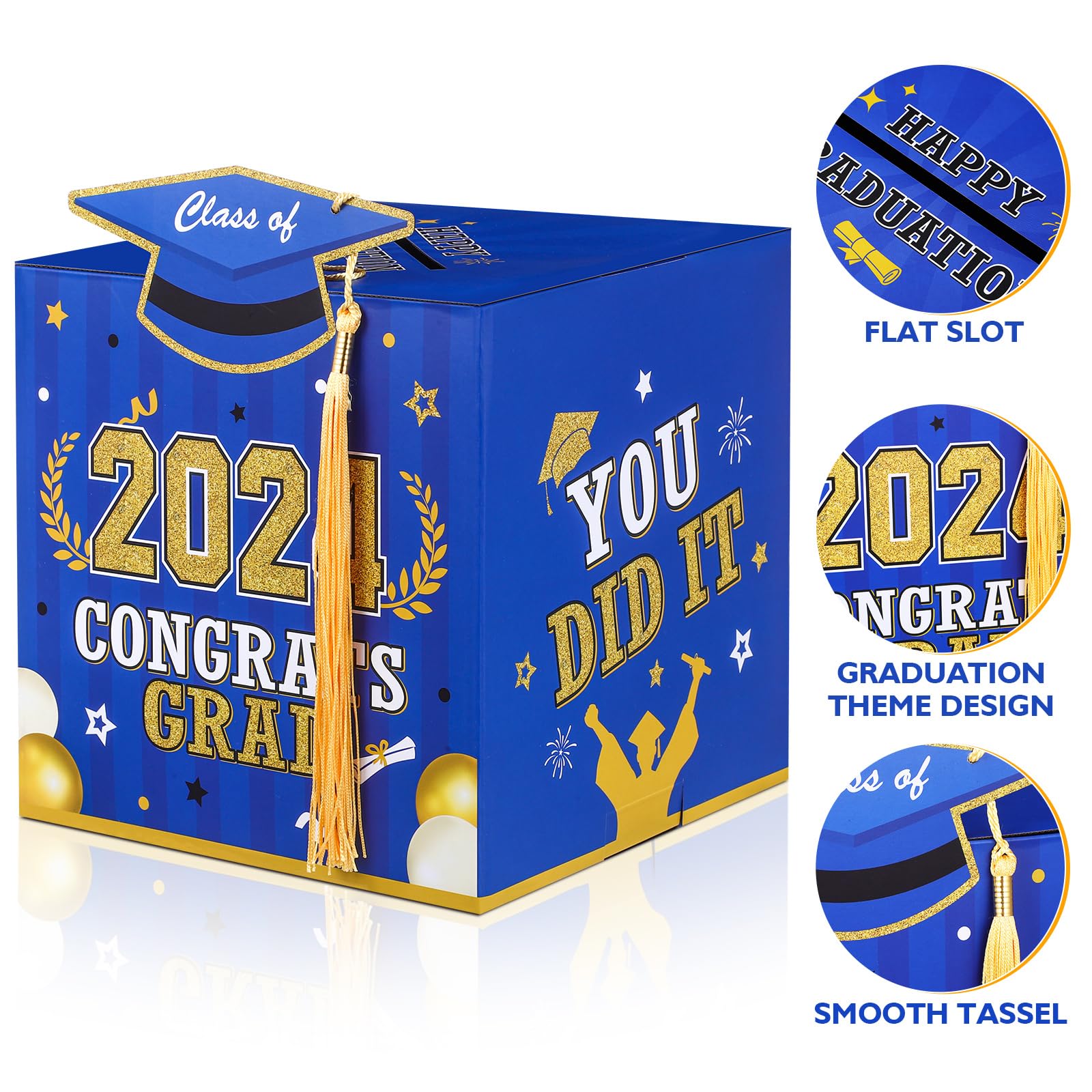 2024 Graduation Card Box - Congrats Grad Card Holder for Graduation Party Decor, Table Centerpiece & Gift Card Storage - Perfect for Class of 2024 Celebrations & Graduation Party Supplies