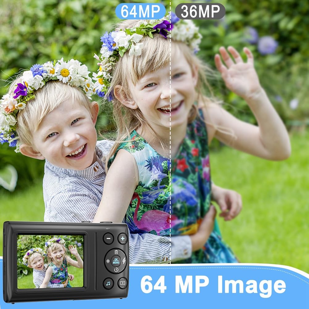 JUFUM 4K Digital Camera for Kids - 64MP Photography Camera with 2.8