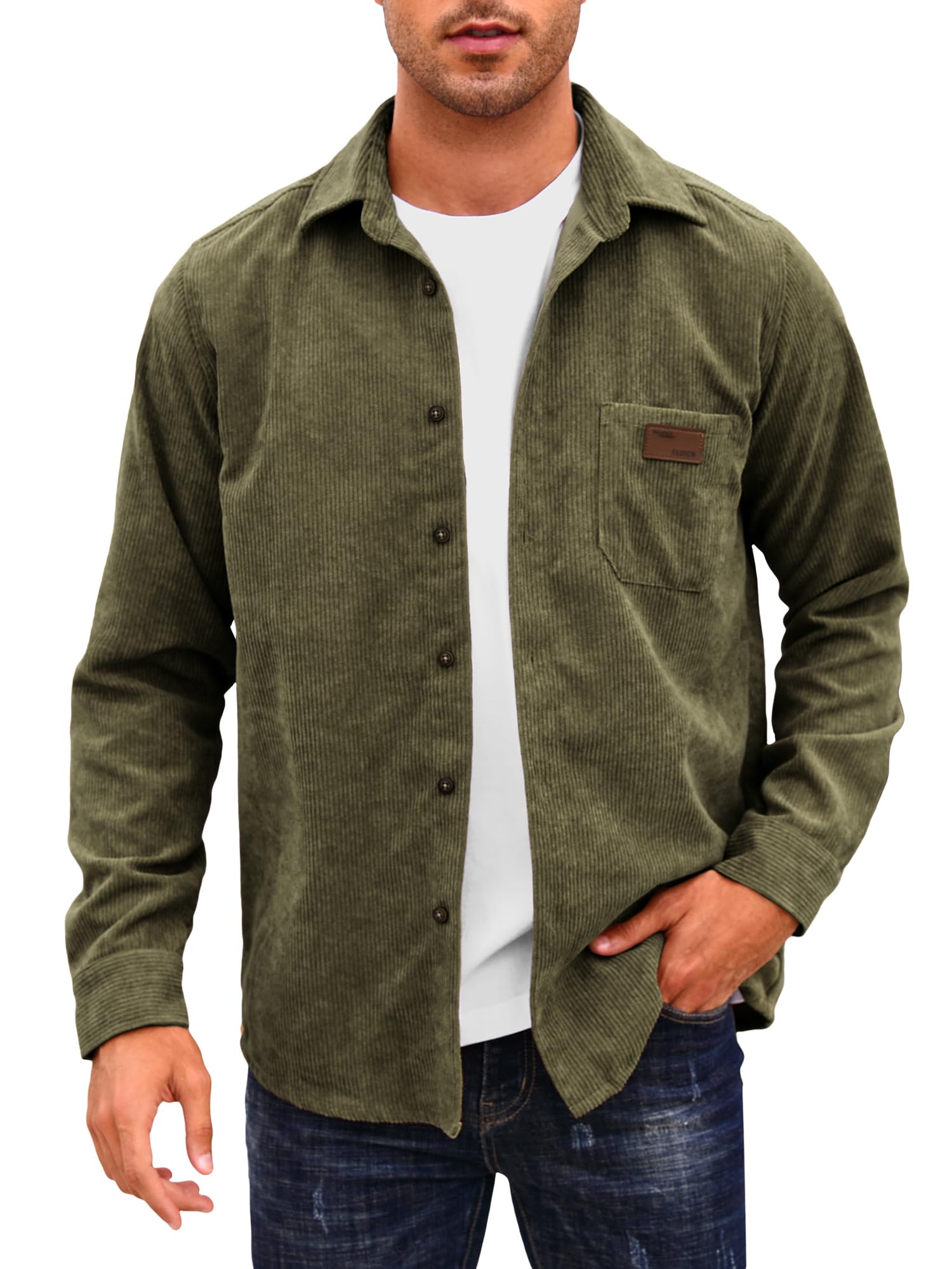 Men's Corduroy Shirt Jacket - Button Down Long Sleeve Work Shirt with Pocket | Casual & Workwear for Fall & Winter Outfits