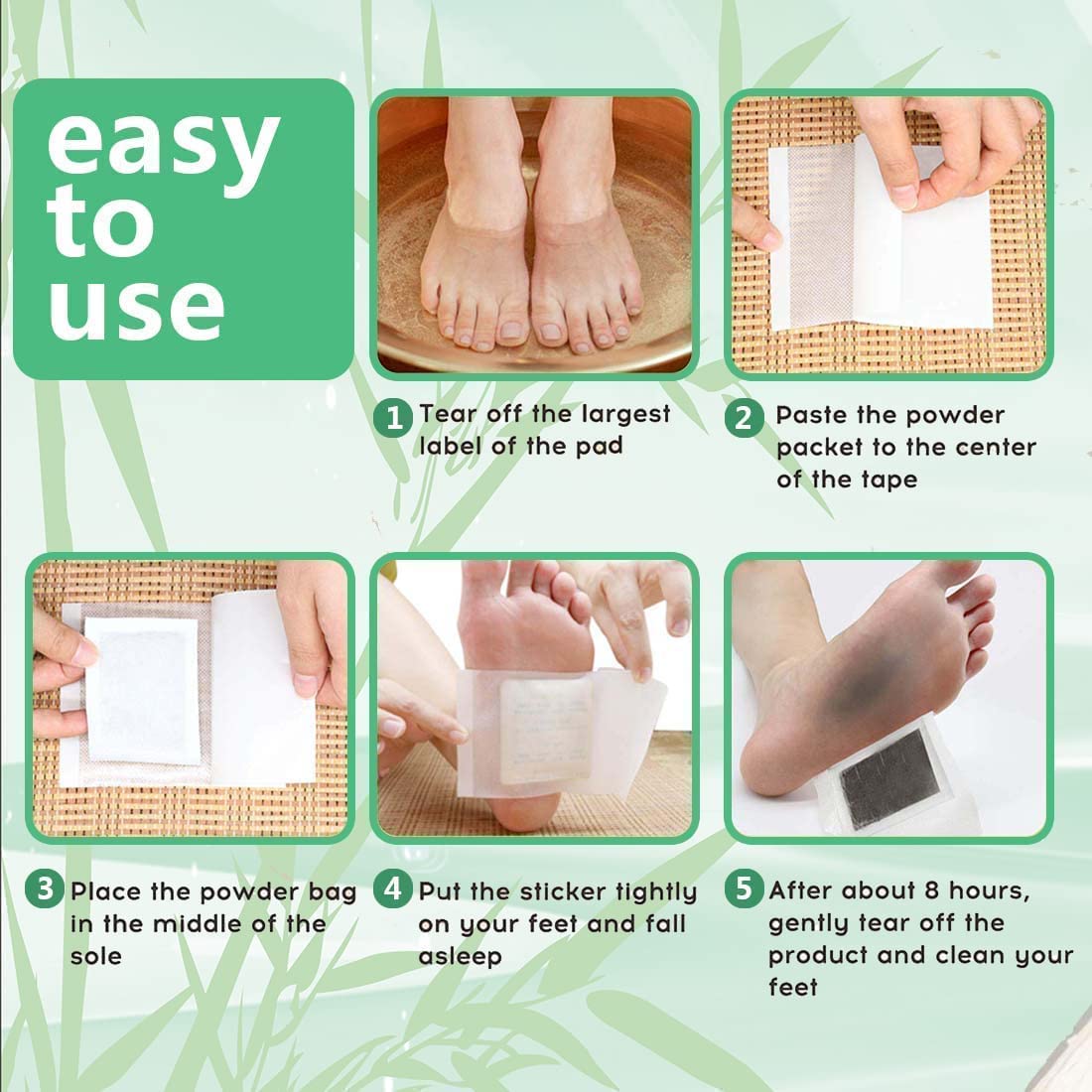 ENJOYMART Premium Detox Foot Patches - Natural Toxin Removal & Stress Relief for Better Sleep, 10 Pads per Box | Perfect for Nighttime Use, Travel & Post-Workout Recovery