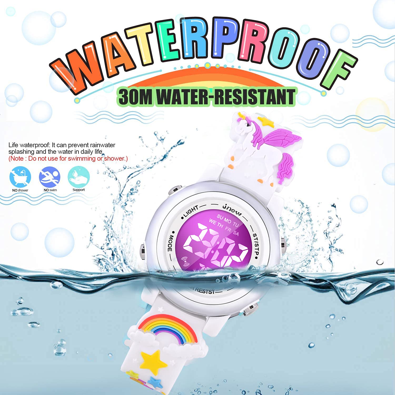 3D Cartoon Waterproof Watch for Girls with Alarm - Best Gift for Ages 3-12 | Swimming & School Use
