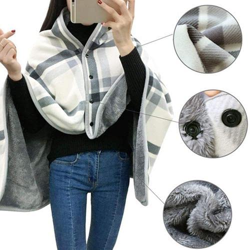 **CAMEIRGOU Women's Wearable Blanket Sweatshirt - Soft Fleece Poncho Shawl Wrap, Cozy Plaid TV Blanket Cape for Winter - Perfect for Lounging, Movie Nights & Cold Weather (Grey)**