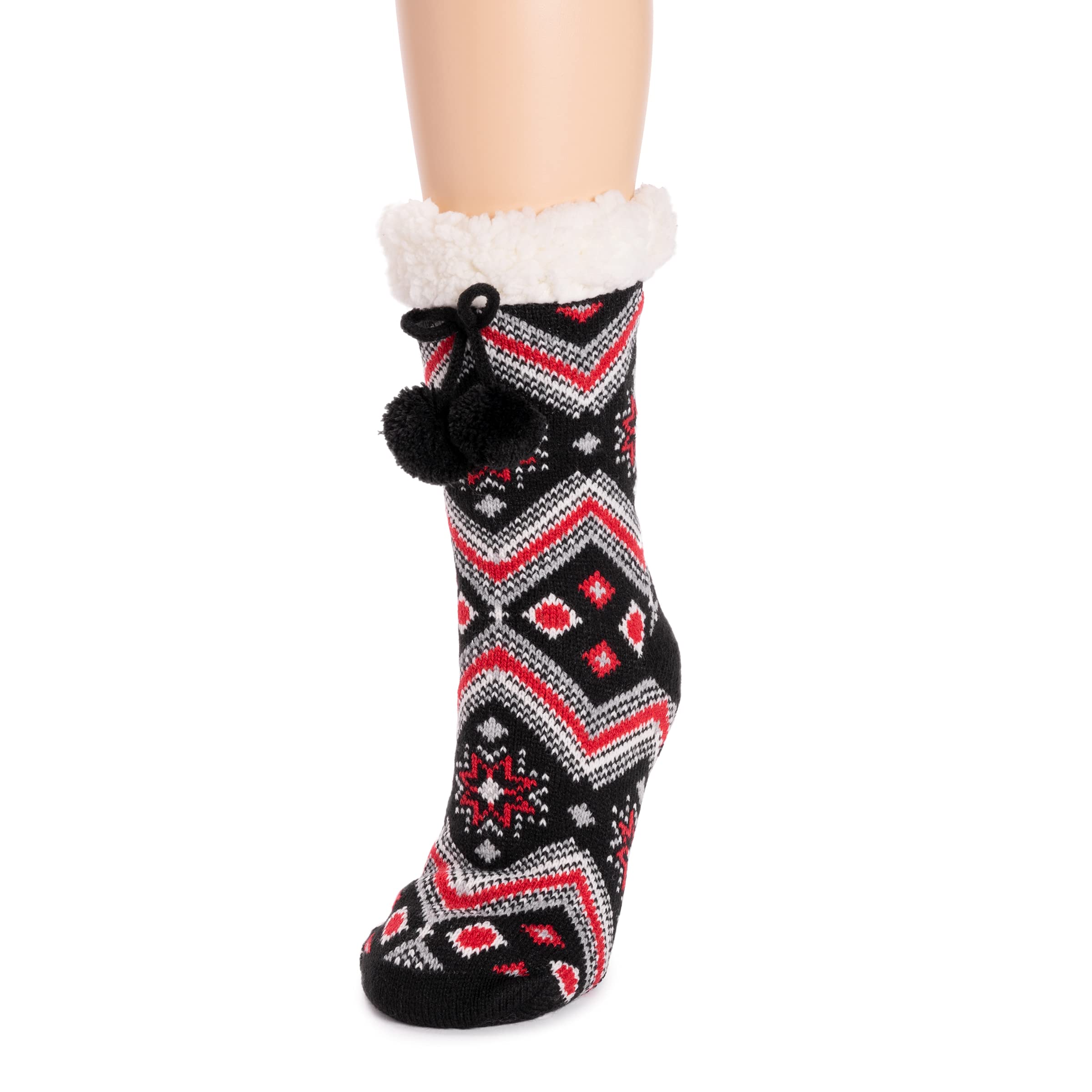 MUK LUKS Women's Cabin Socks - 1 Pair Cozy Knit Winter Socks for Women, Warm Fuzzy House Slipper Socks - Perfect for Home, Lounge & Cold Weather Comfort