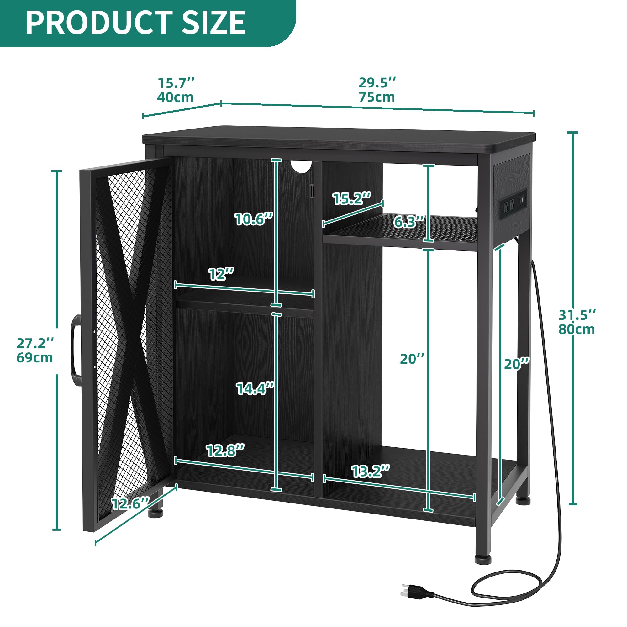 YITAHOME 20-29 Gallon Metal Aquarium Stand with Power Outlets & LED Light - Heavy Duty Fish Tank Stand with Storage Cabinet for Turtle Tanks, Reptile Terrariums - 350LBS Capacity, Black - Perfect for Home, Office & Pet Store Displays