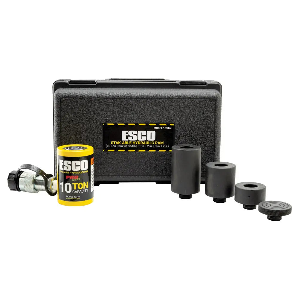 10 Ton Stackable Hydraulic Ram Kit (1 Stroke with 3 Extensions) - Heavy Duty Hydraulic Jack for Auto Repair, Construction & Industrial Use - Model 10316