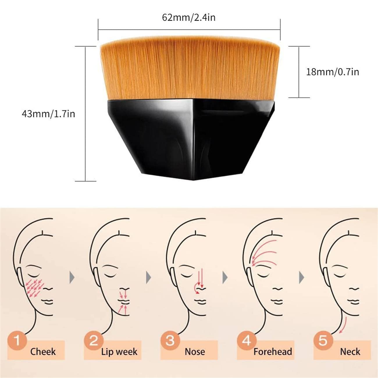 Professional Kabuki Makeup Brush for Foundation - Flat Top Brush with Cap for Liquid & Cream Blending - Perfect for Everyday Makeup & Travel (Black & Pink)