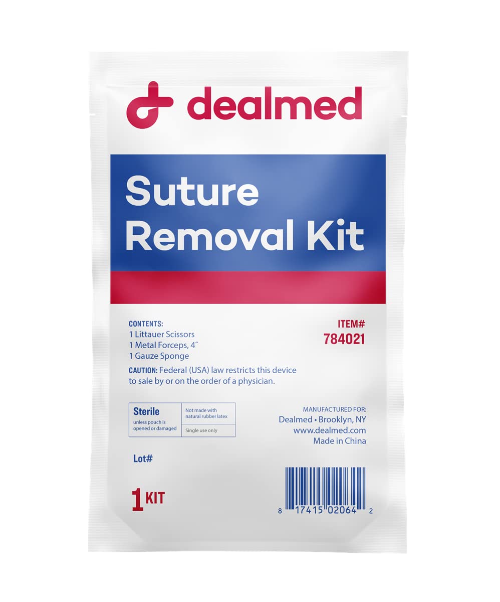 **Dealmed Sterile Suture Removal Kit - Single-Use with Scissors, Forceps & Gauze Sponges - Essential for Hospitals, Clinics & Home Care (50 Kits) - Perfect for Post-Surgery Wound Care & First Aid**