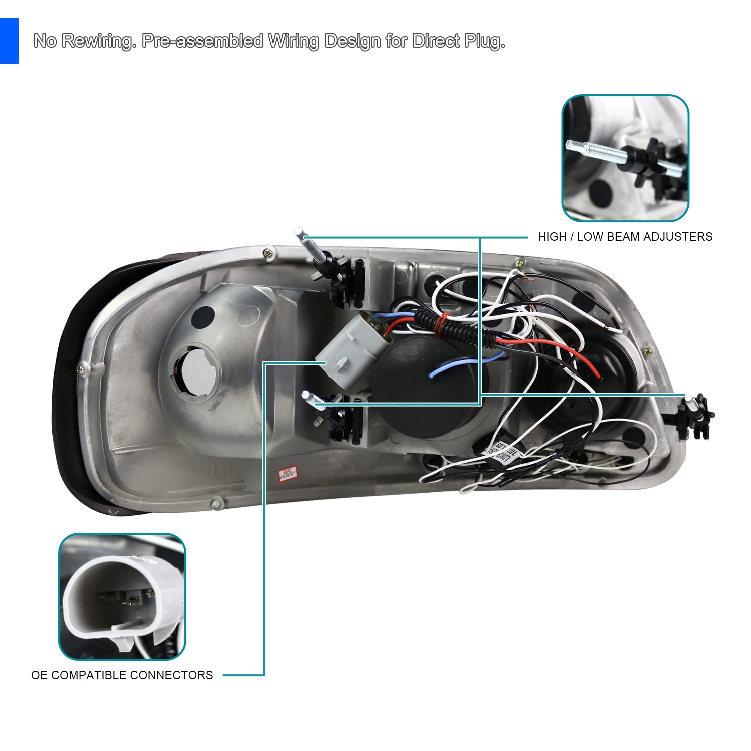 Spec-D LED Halo Headlights for 1997-2003 Ford F150 & Expedition - Black Projector Lights for Off-Road & Night Driving