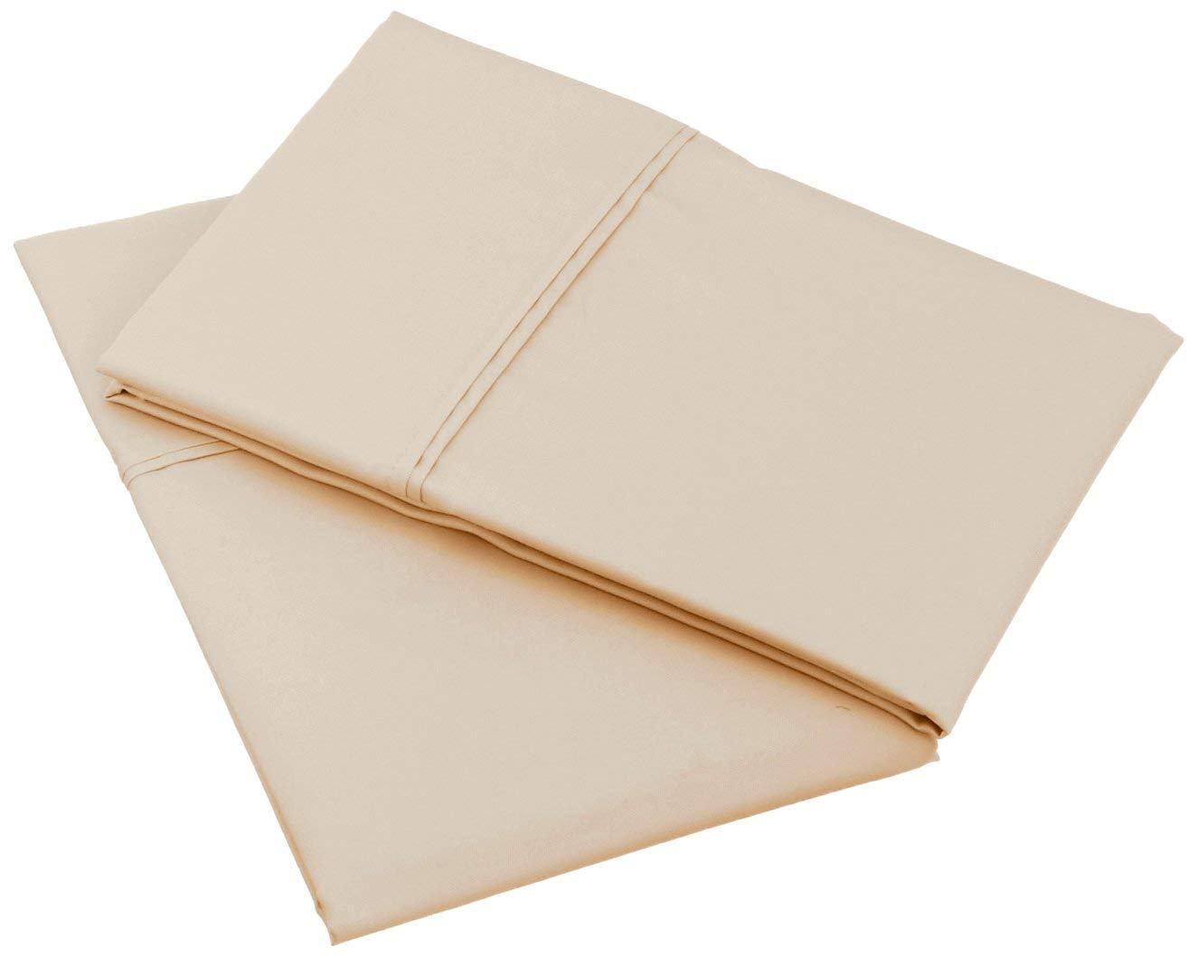 Premium 1500-TC Egyptian Cotton Queen Pillowcases (20x30) - Soft Heavyweight Italian Finish Bedding, Beige Solid - Luxury Hotel Style Pillow Covers for Master Bedroom & Guest Room Decor