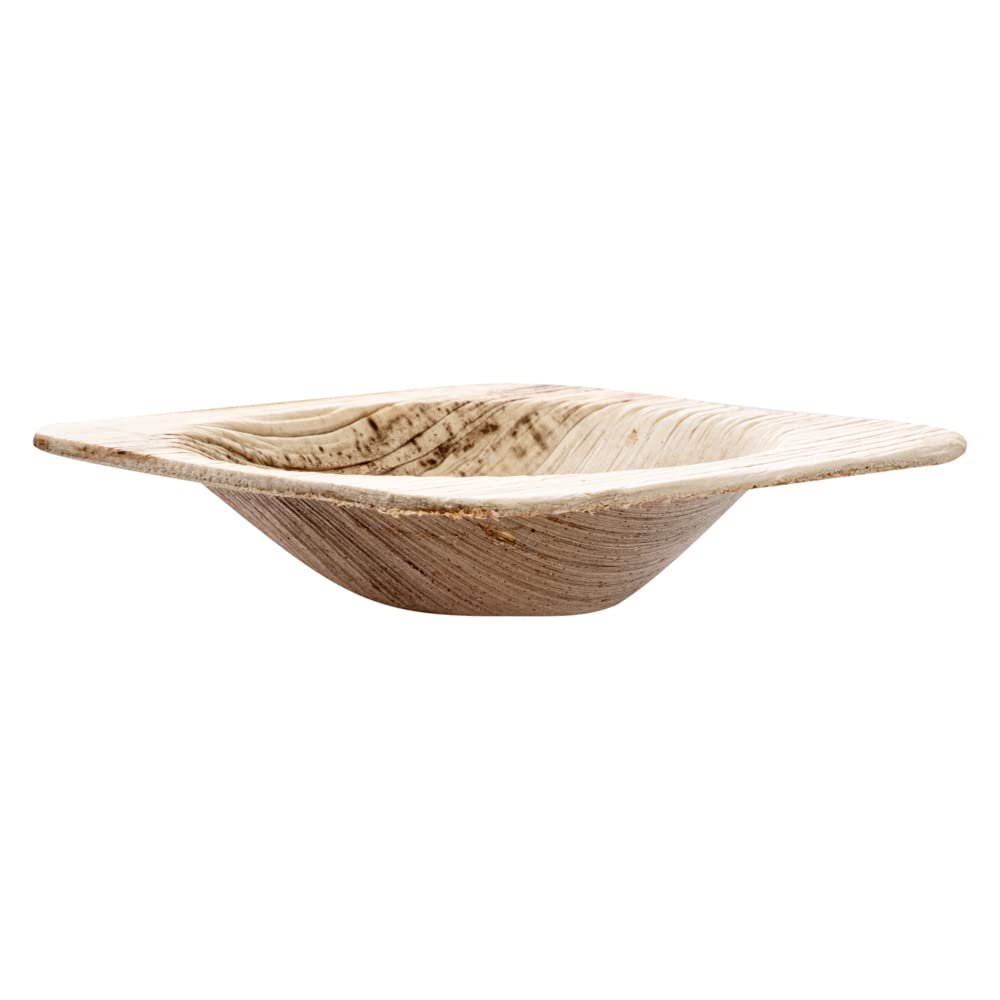 Restaurantware Indo 2.4 Inch Square Palm Bowls - 100 Pack Microwave Safe & Freezer Friendly Sustainable Areca Leaf Bowls for Hot & Cold Foods | Eco-Friendly Disposable Bowls for Parties, Catering & Outdoor Dining
