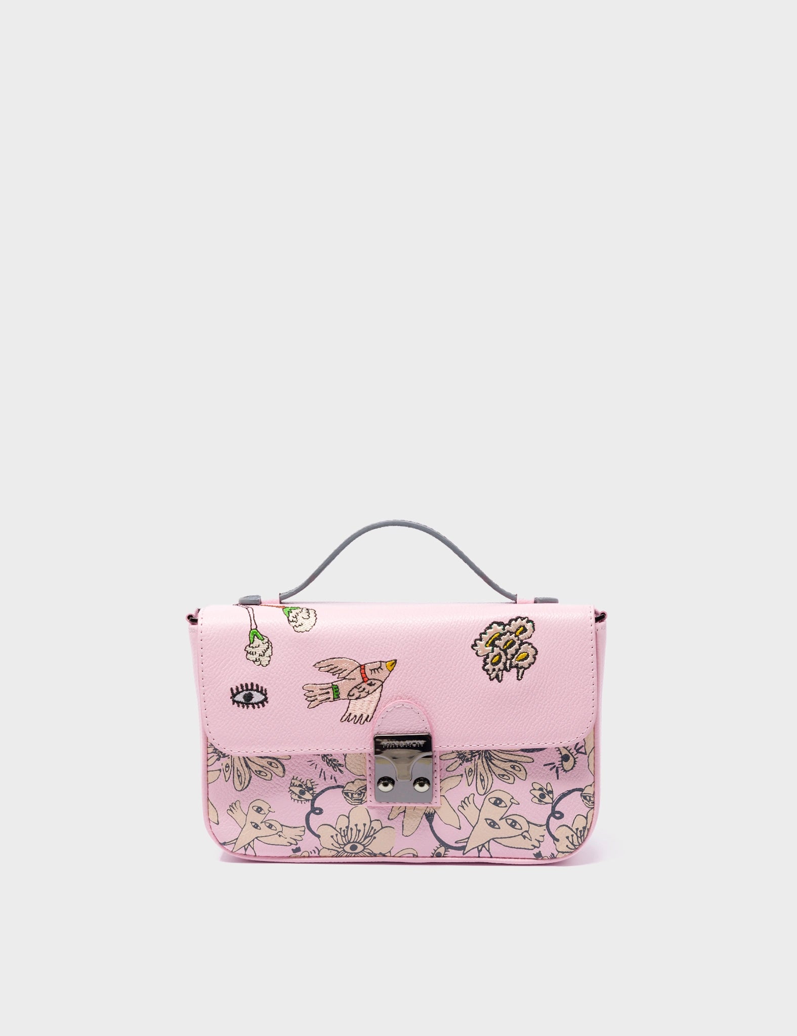 Amantis Parfait Pink Leather Crossbody Mini Handbag with Floral Design - Perfect for Date Night, Parties & Everyday Use