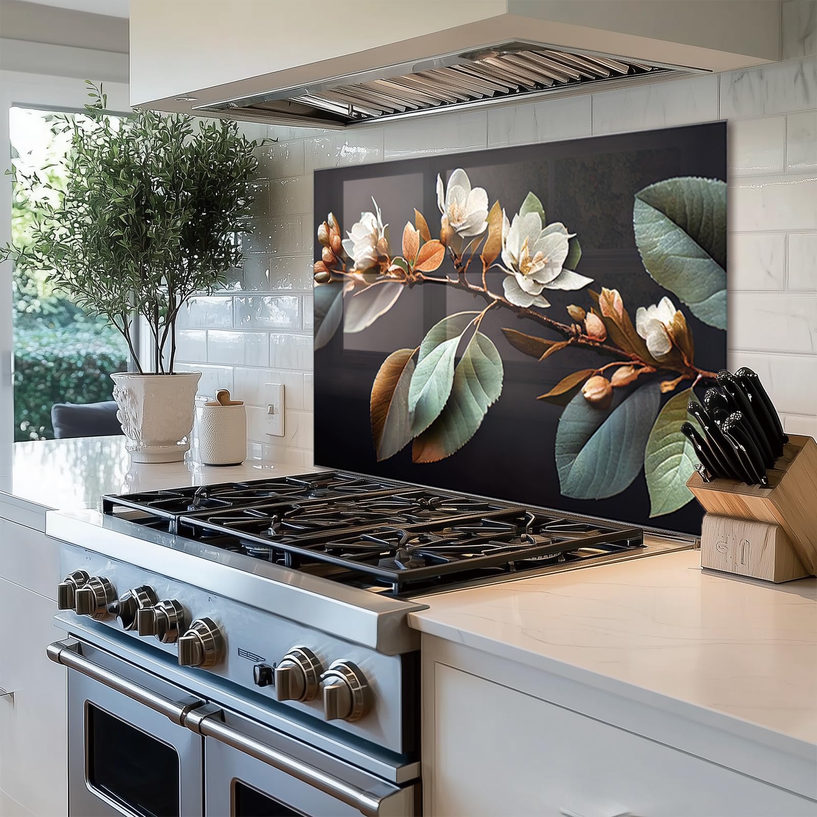 Tempered Glass Kitchen Backsplash - 60x60cm Splash Guard for Stove & Sink