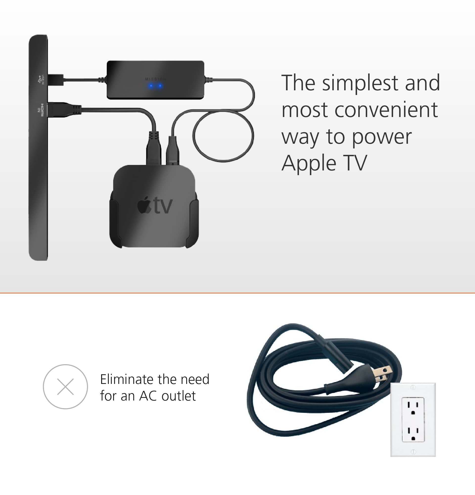 Original Title: Mission USB Power Cable for Apple TV (Power Apple TV Directly from Your TV USB Port)   Optimized Title: **Mission USB Power Cable for Apple TV - Direct TV USB Port Charging | Fast & Reliable Power Supply for Streaming & Entertainment**