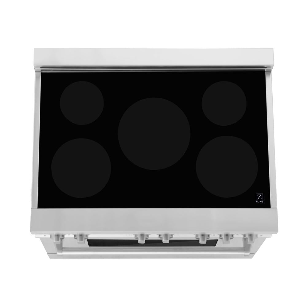 ZLINE 36 Inch 4.6 Cu Ft Stainless Steel Induction Range with 5-Element Cooktop & Electric Oven - White Matte Door (RAIND WM 36) - Perfect for Modern Kitchens, Home Chefs & Professional Cooking