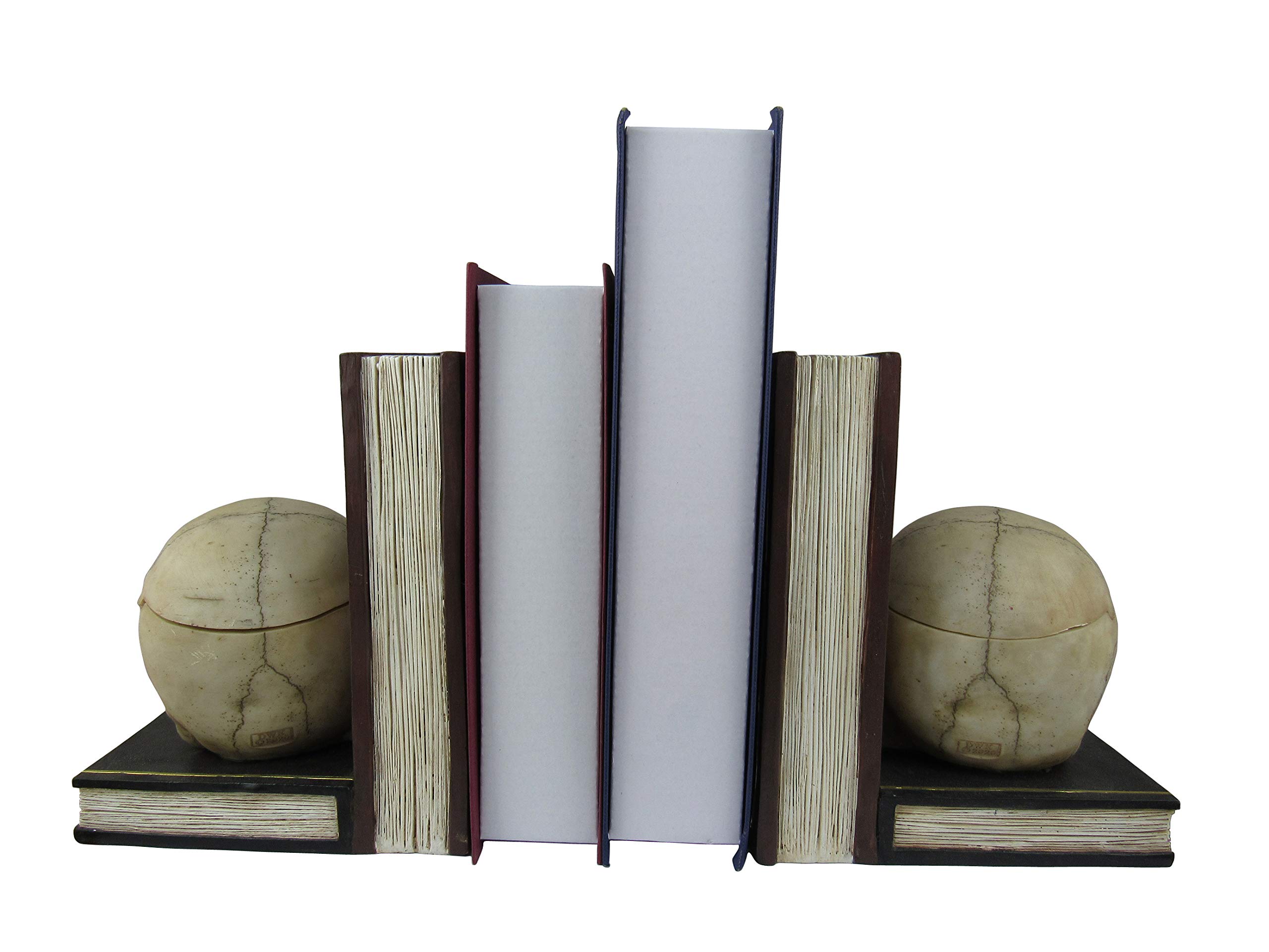 Gothic Skull Decorative Bookends with Small Trinket Box - 12